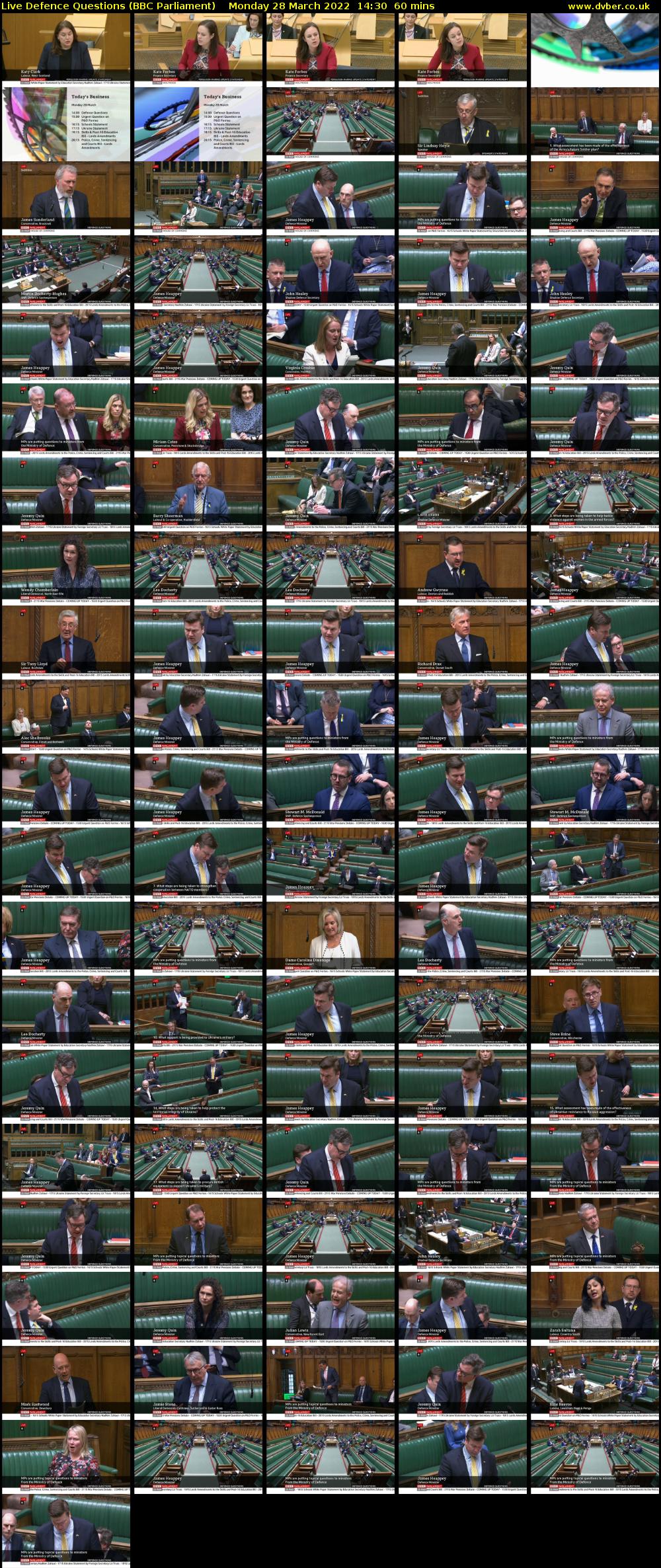 Live Defence Questions (BBC Parliament) Monday 28 March 2022 14:30 - 15:30