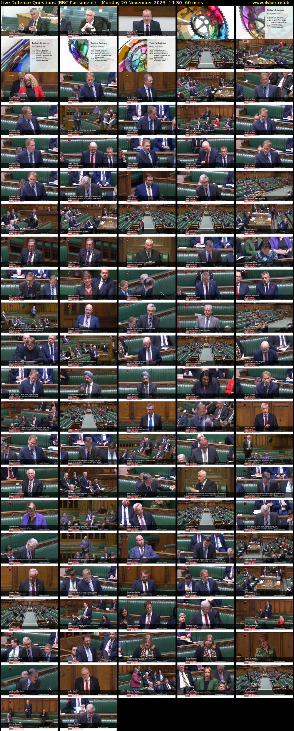 Live Defence Questions (BBC Parliament) Monday 20 November 2023 14:30 - 15:30