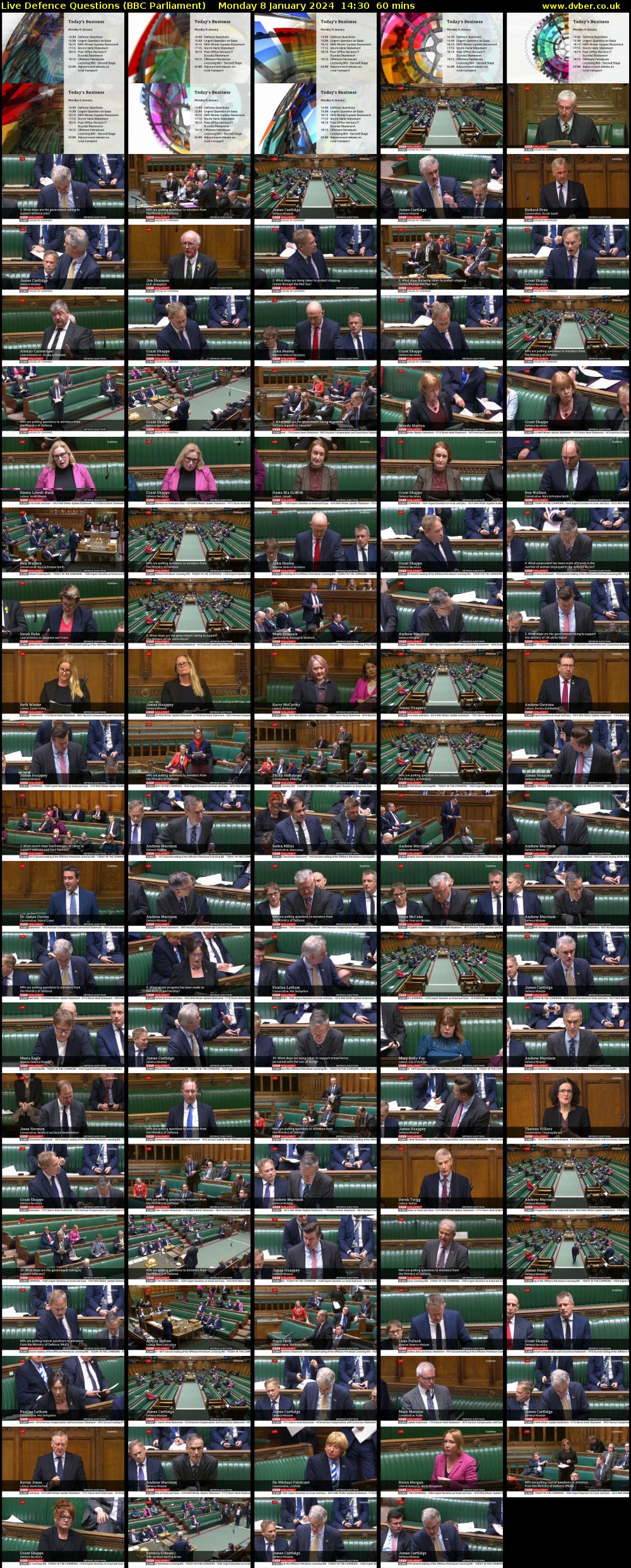Live Defence Questions (BBC Parliament) Monday 8 January 2024 14:30 - 15:30