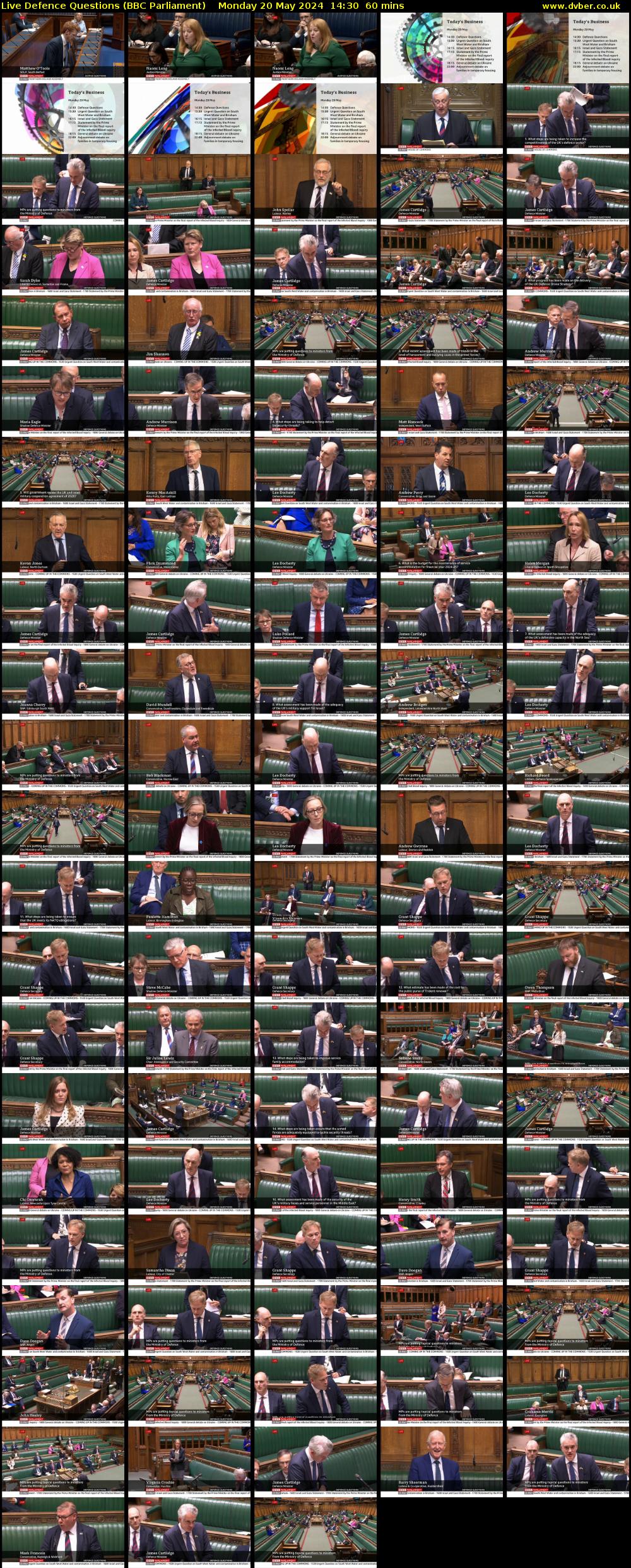 Live Defence Questions (BBC Parliament) Monday 20 May 2024 14:30 - 15:30