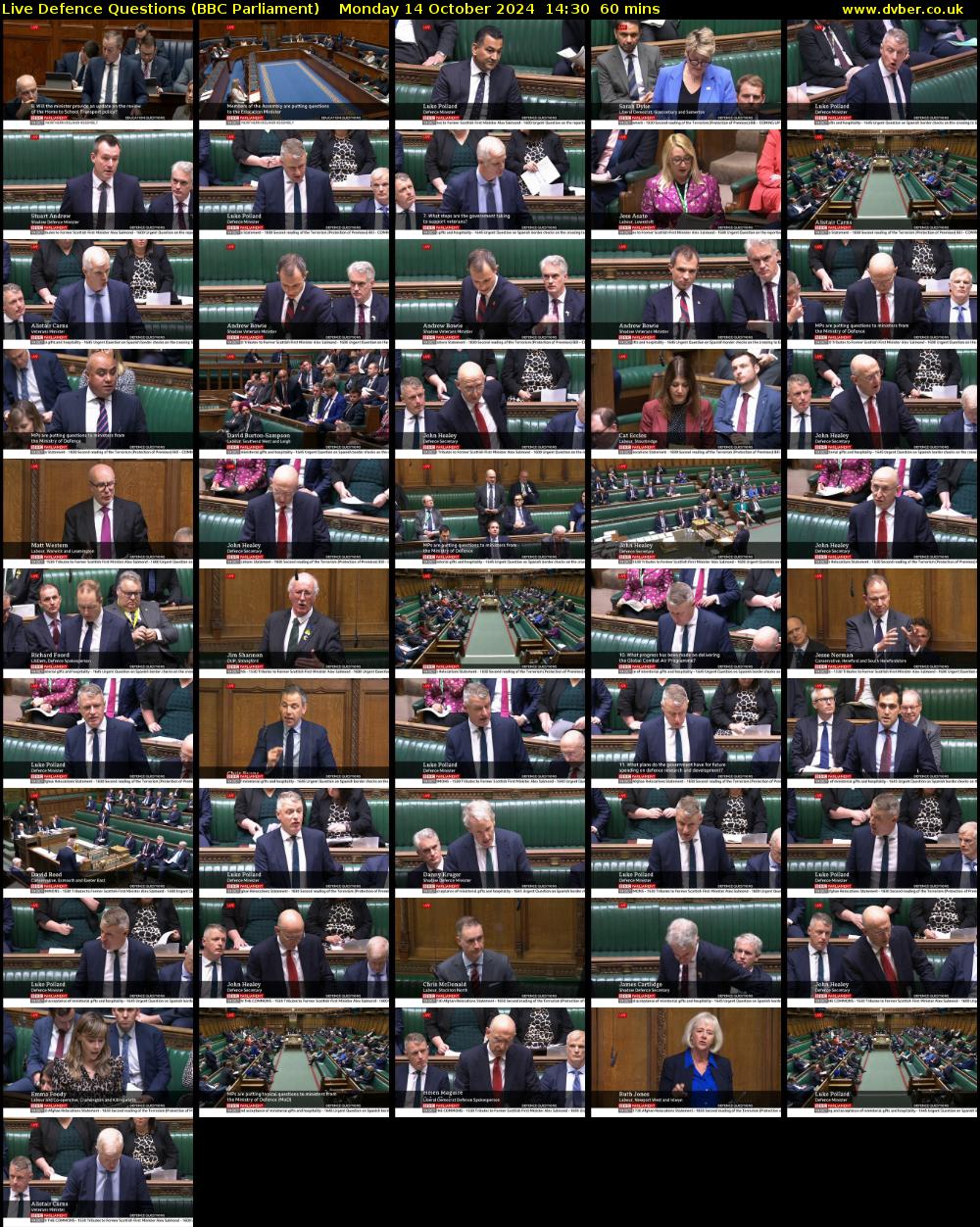 Live Defence Questions (BBC Parliament) Monday 14 October 2024 14:30 - 15:30
