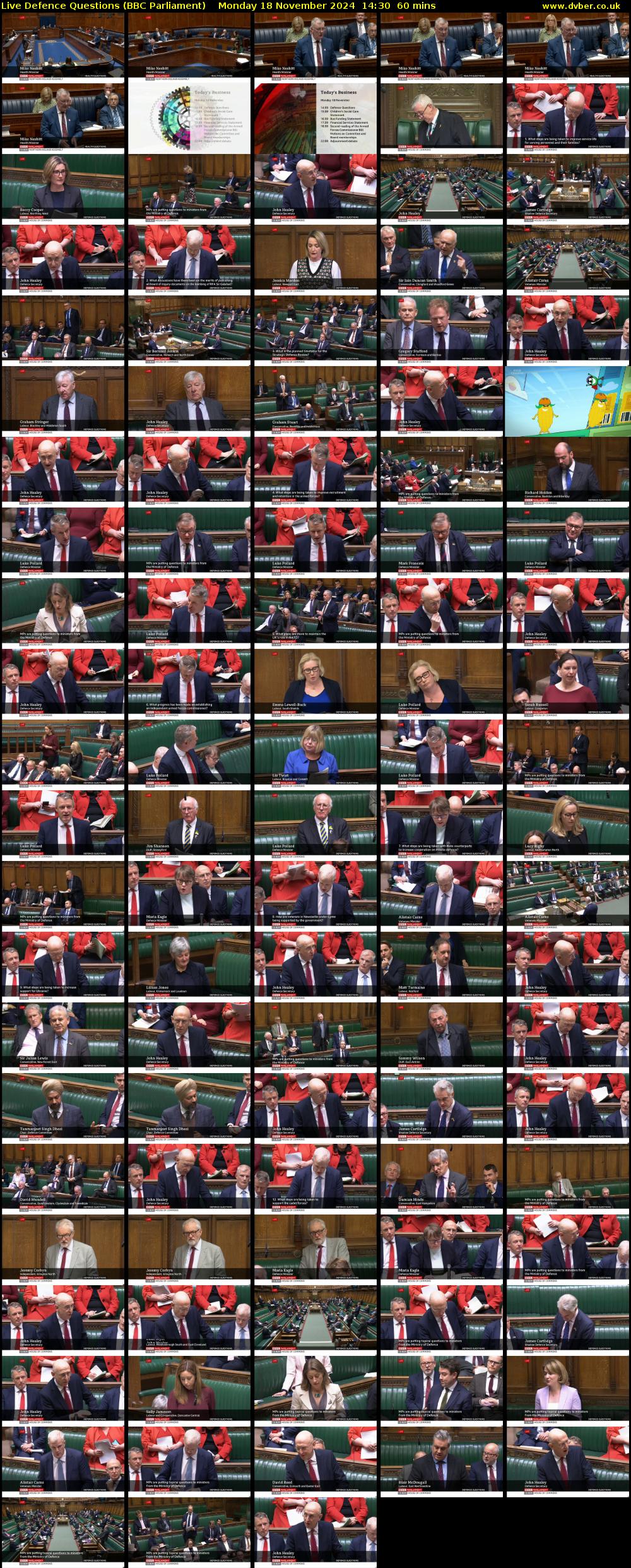 Live Defence Questions (BBC Parliament) Monday 18 November 2024 14:30 - 15:30