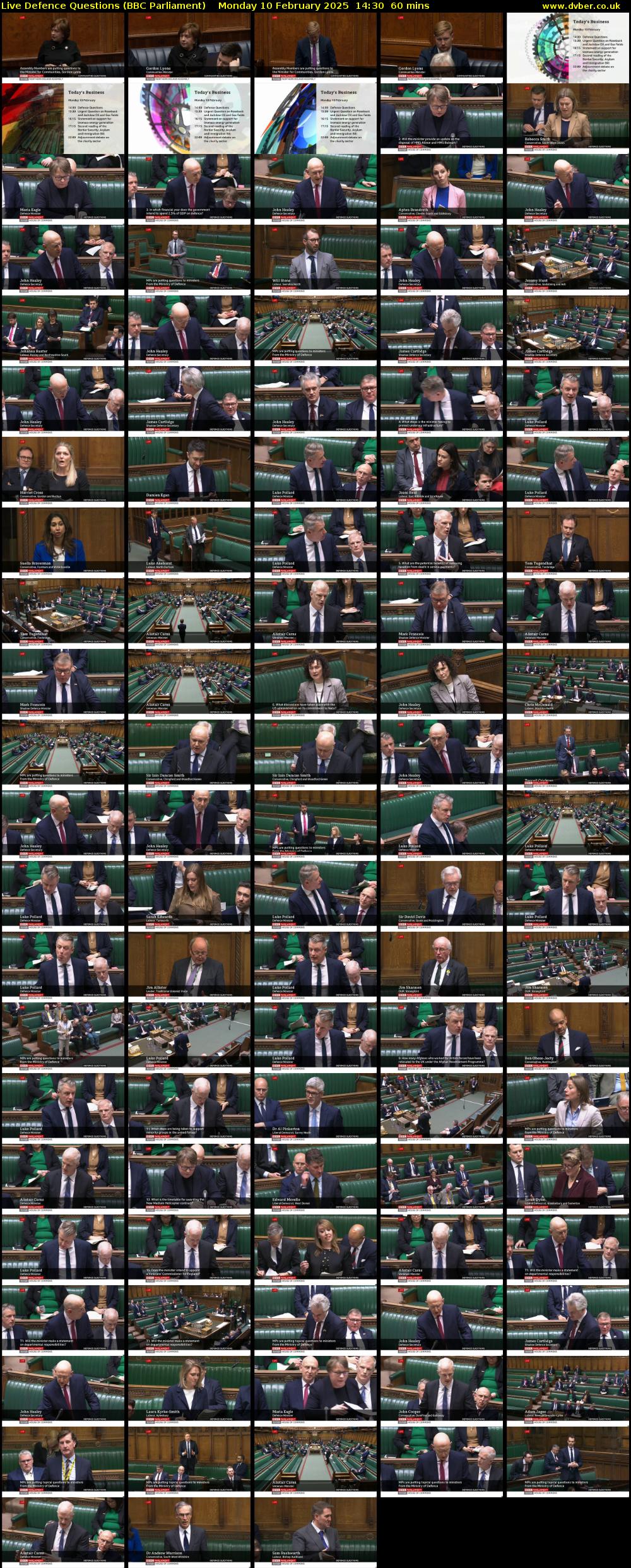 Live Defence Questions (BBC Parliament) Monday 10 February 2025 14:30 - 15:30