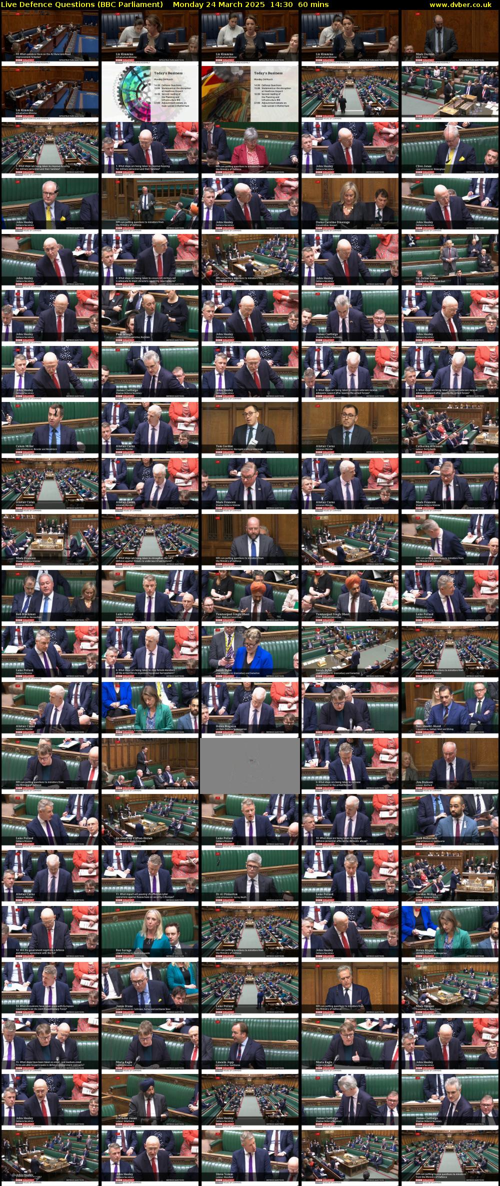 Live Defence Questions (BBC Parliament) Monday 24 March 2025 14:30 - 15:30