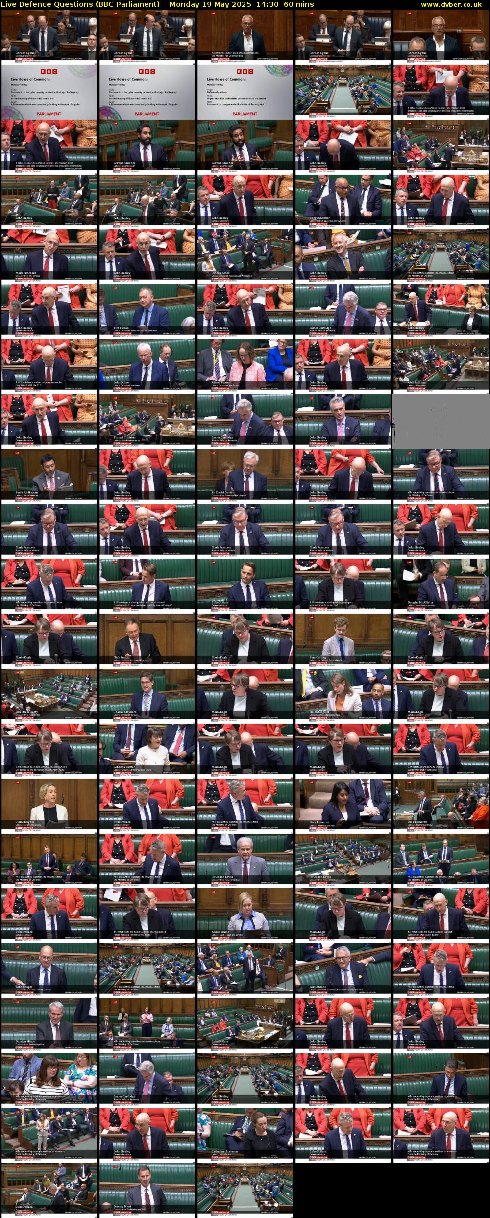 Live Defence Questions (BBC Parliament) Monday 19 May 2025 14:30 - 15:30