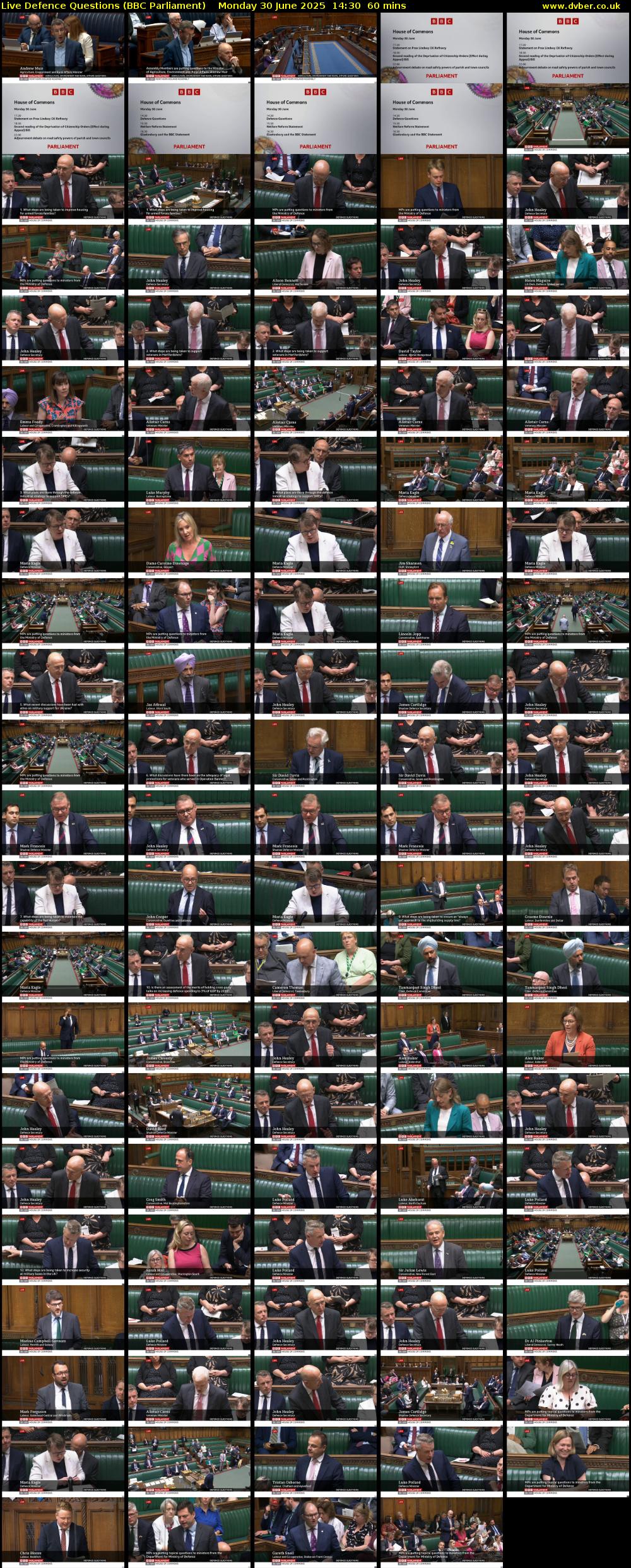 Live Defence Questions (BBC Parliament) Monday 30 June 2025 14:30 - 15:30
