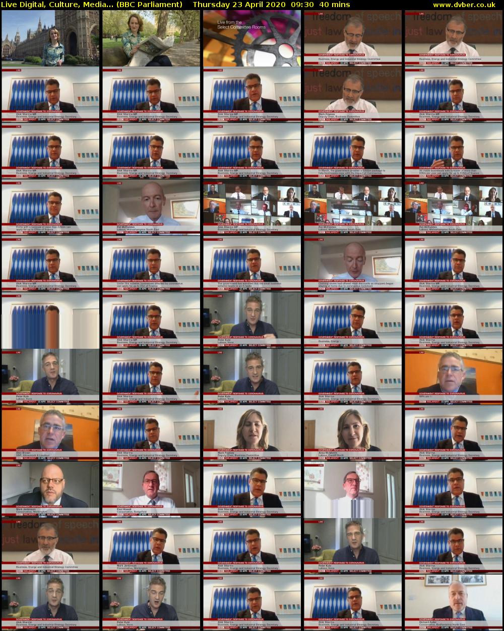 Live Digital, Culture, Media... (BBC Parliament) Thursday 23 April 2020 09:30 - 10:10