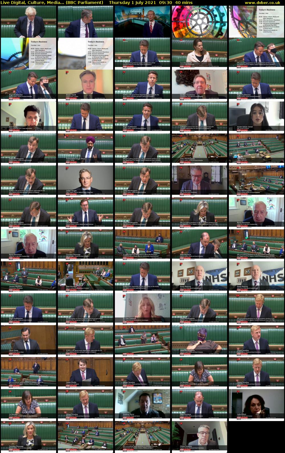 Live Digital, Culture, Media... (BBC Parliament) Thursday 1 July 2021 09:30 - 10:10