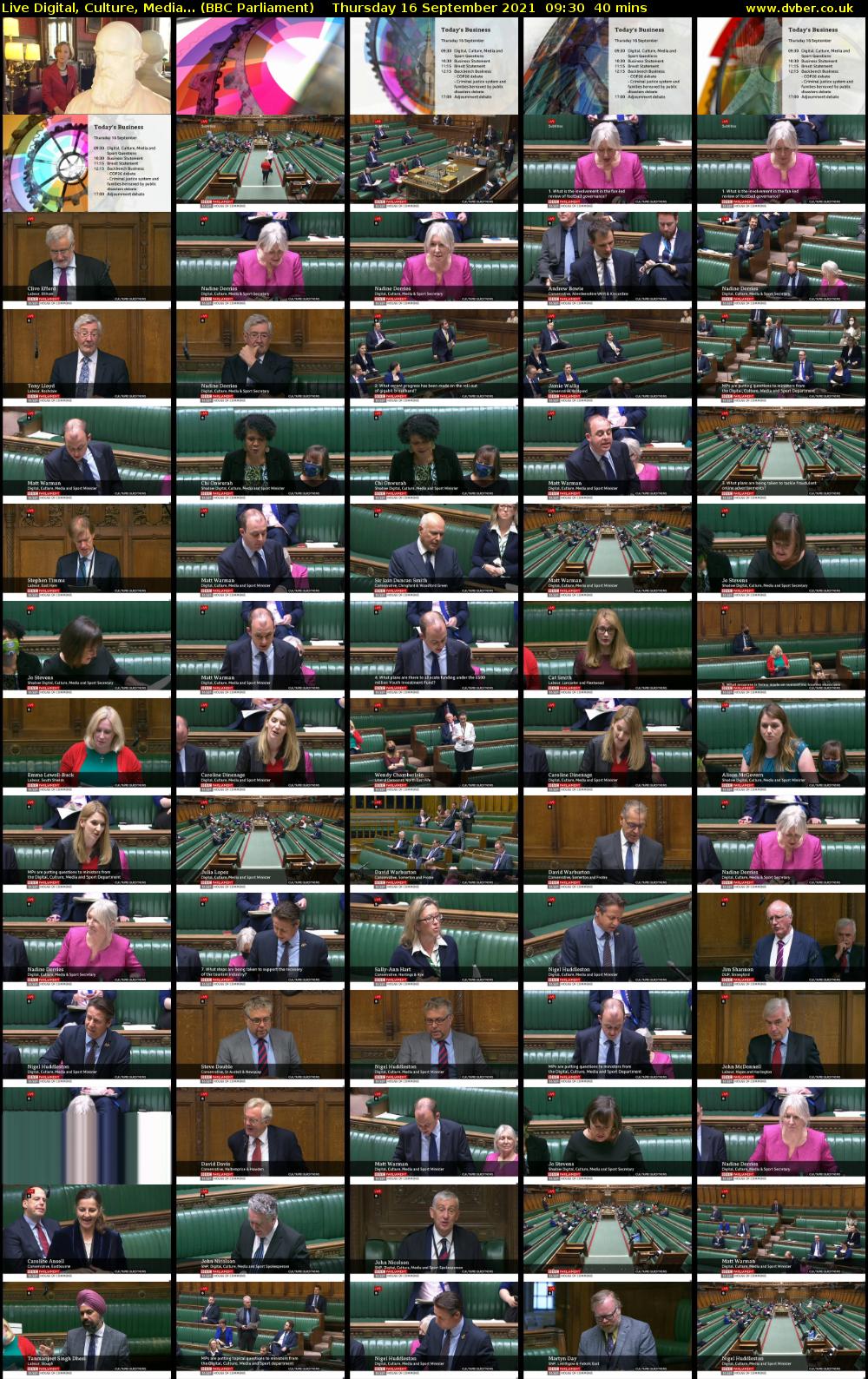 Live Digital, Culture, Media... (BBC Parliament) Thursday 16 September 2021 09:30 - 10:10