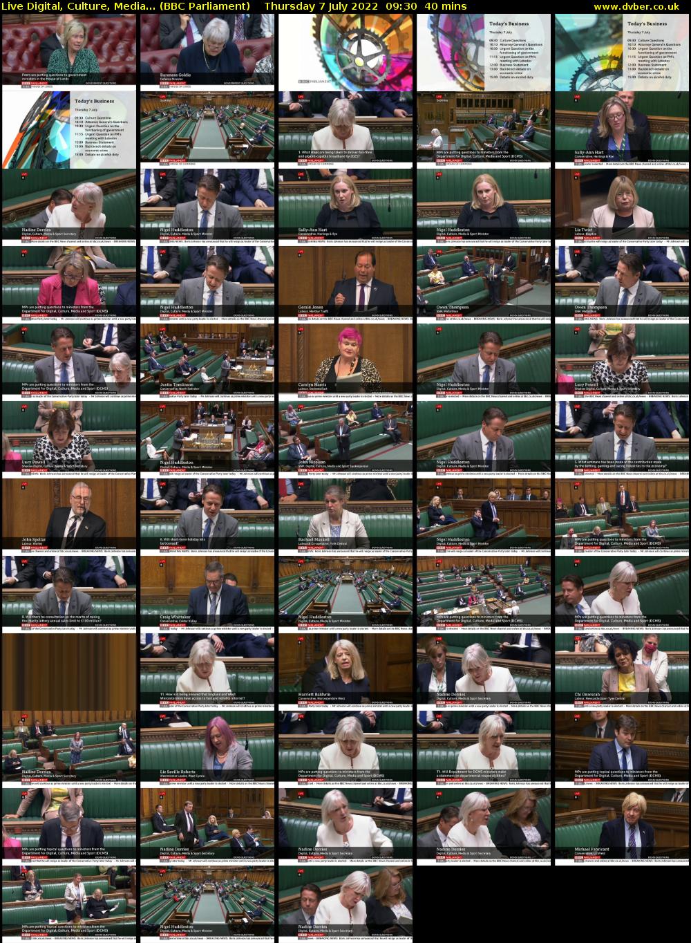 Live Digital, Culture, Media... (BBC Parliament) Thursday 7 July 2022 09:30 - 10:10