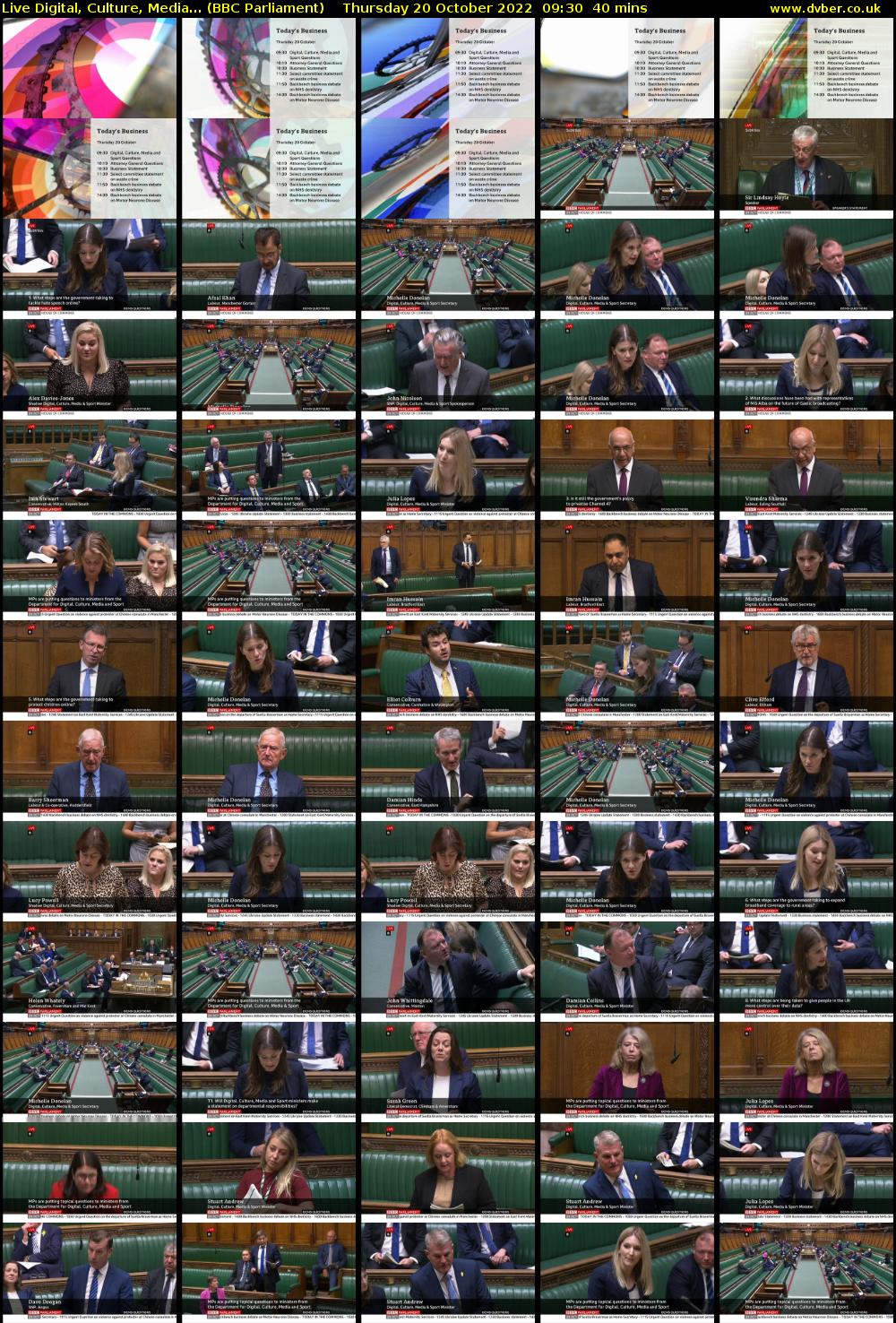 Live Digital, Culture, Media... (BBC Parliament) Thursday 20 October 2022 09:30 - 10:10
