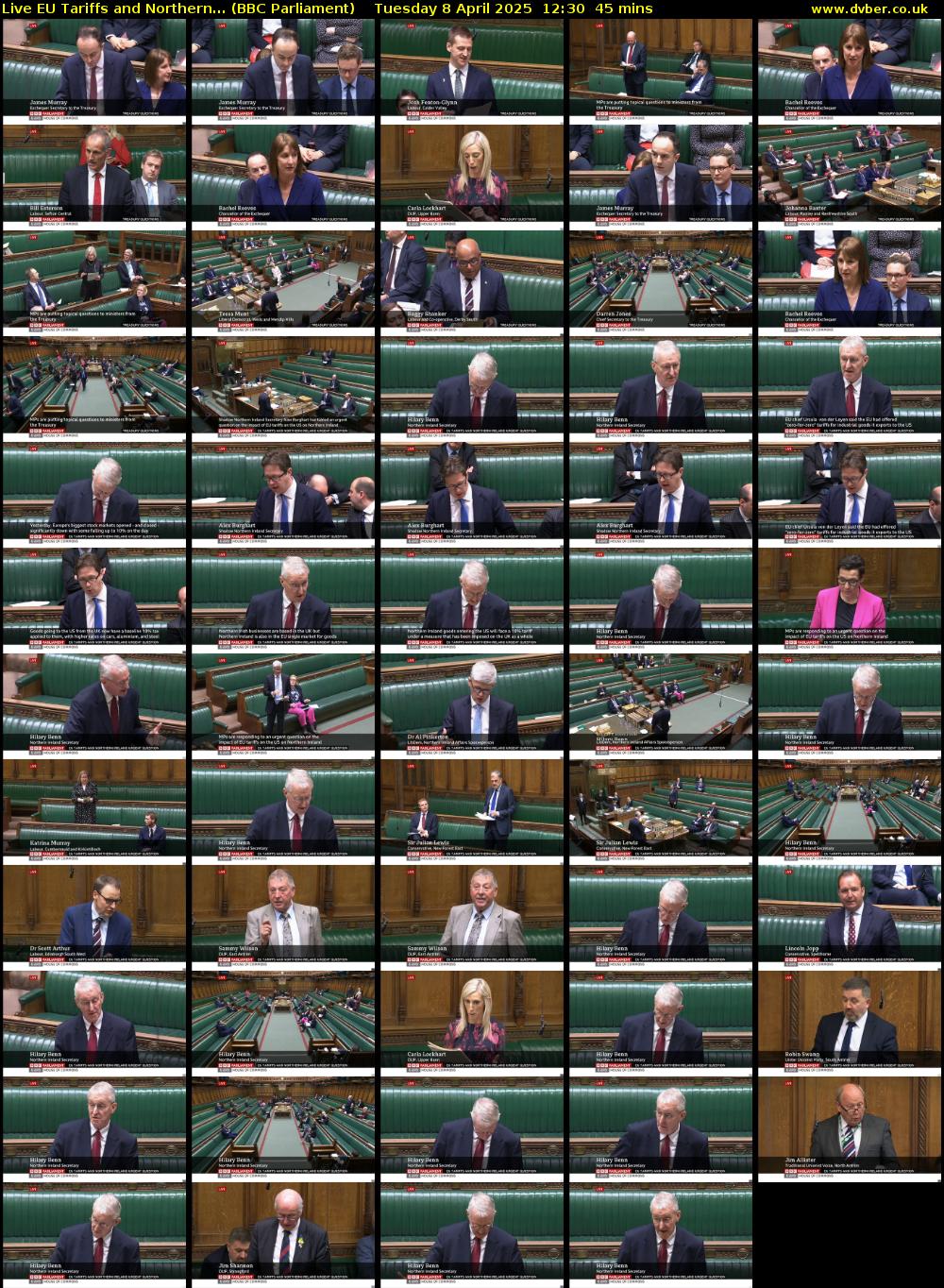 Live EU Tariffs and Northern... (BBC Parliament) Tuesday 8 April 2025 12:30 - 13:15