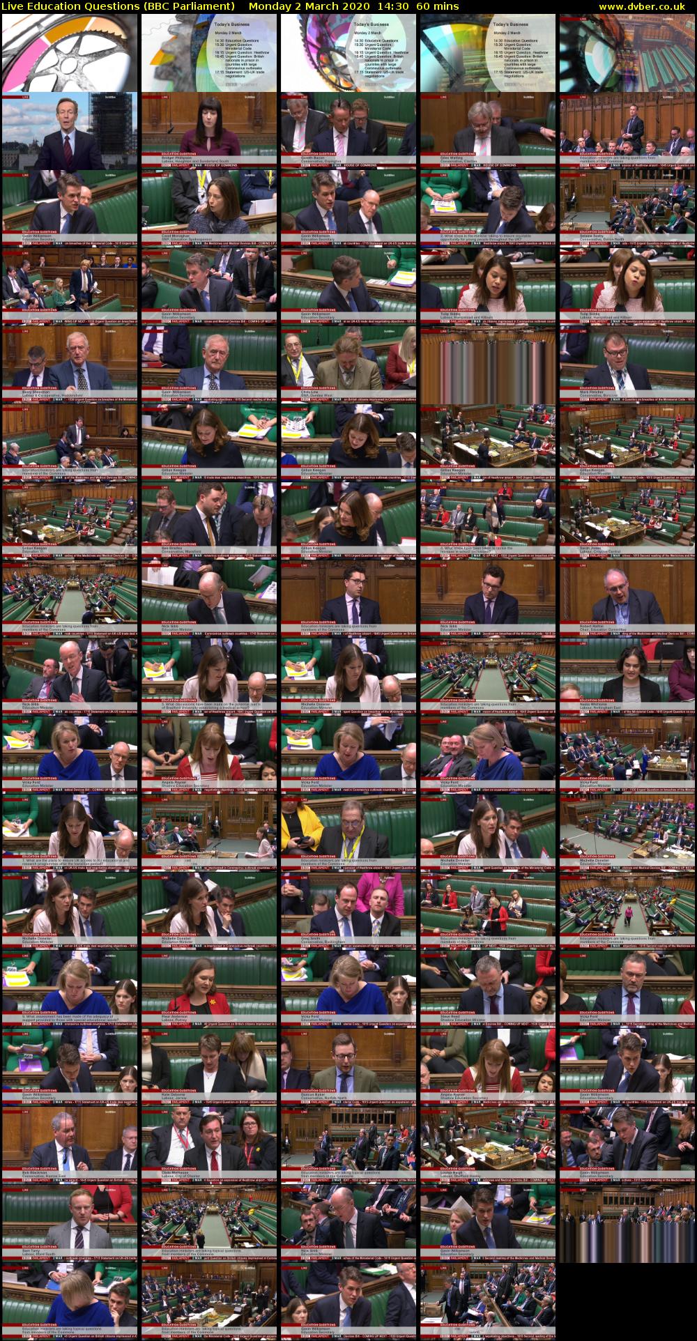 Live Education Questions (BBC Parliament) Monday 2 March 2020 14:30 - 15:30