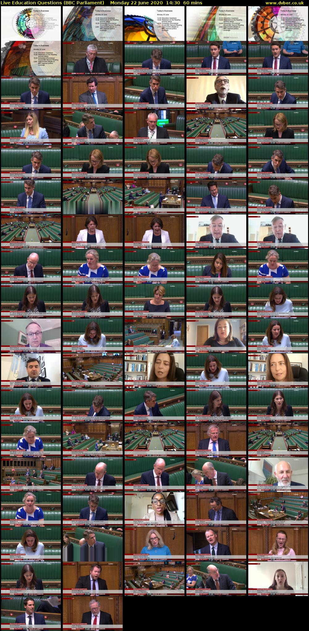 Live Education Questions (BBC Parliament) Monday 22 June 2020 14:30 - 15:30