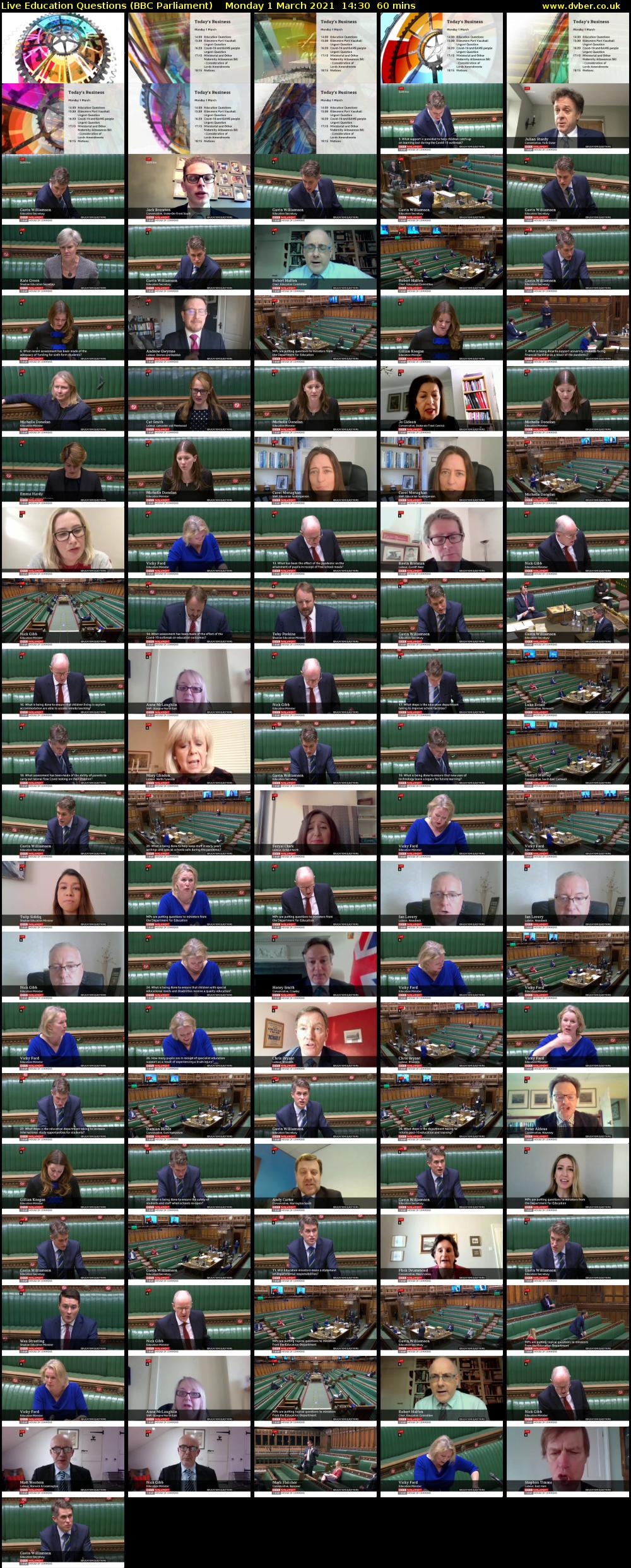 Live Education Questions (BBC Parliament) Monday 1 March 2021 14:30 - 15:30