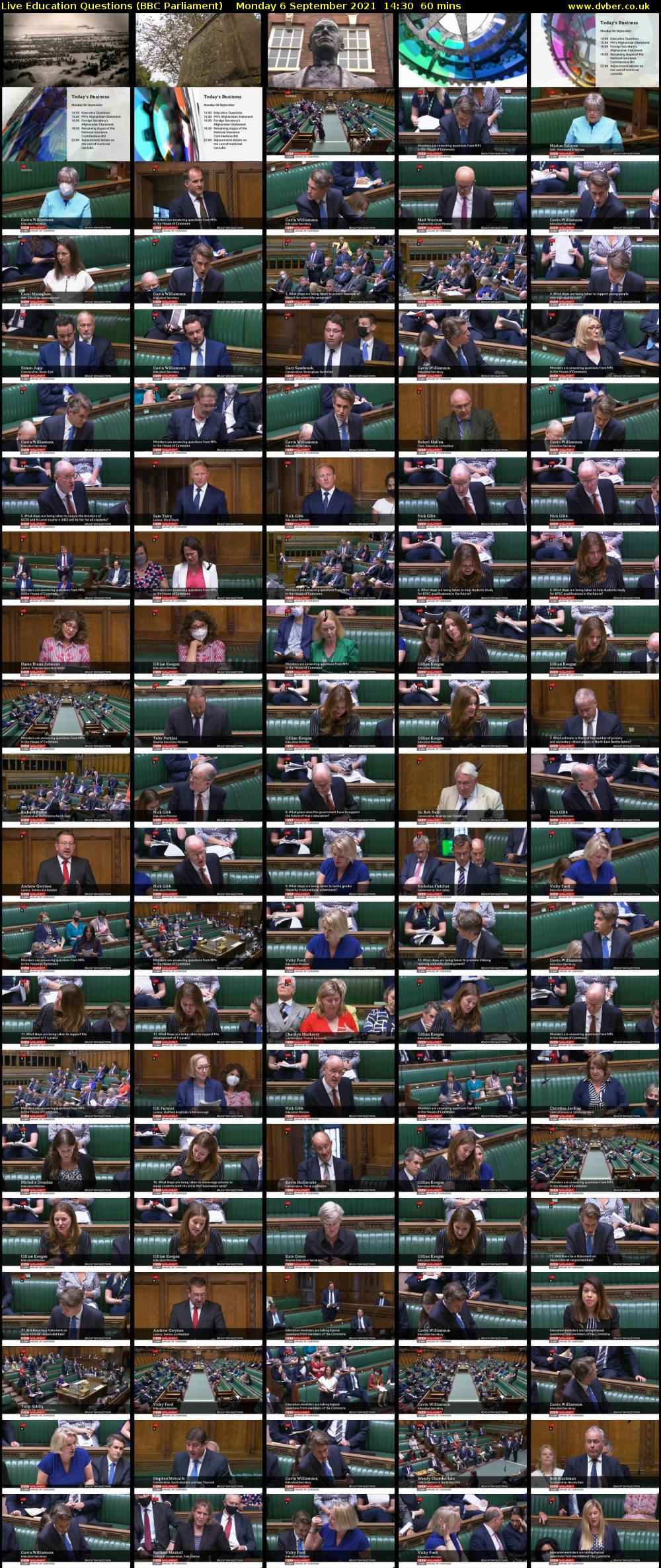 Live Education Questions (BBC Parliament) Monday 6 September 2021 14:30 - 15:30