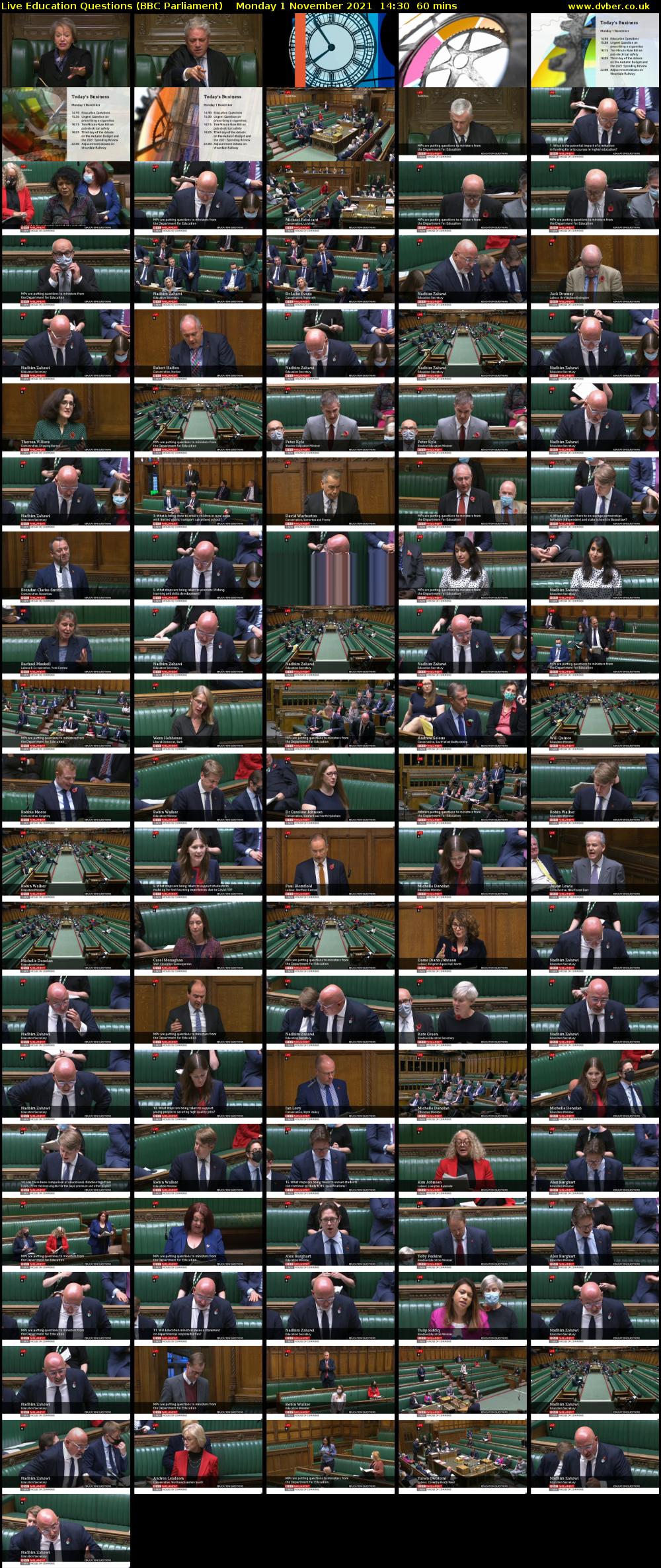 Live Education Questions (BBC Parliament) Monday 1 November 2021 14:30 - 15:30