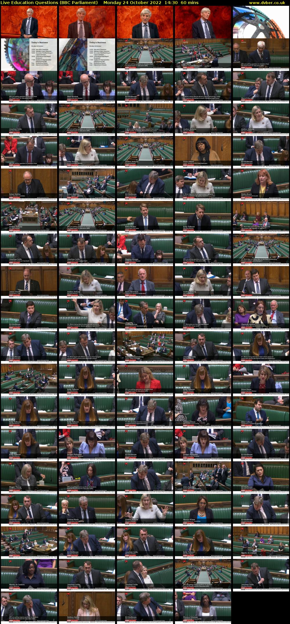 Live Education Questions (BBC Parliament) Monday 24 October 2022 14:30 - 15:30