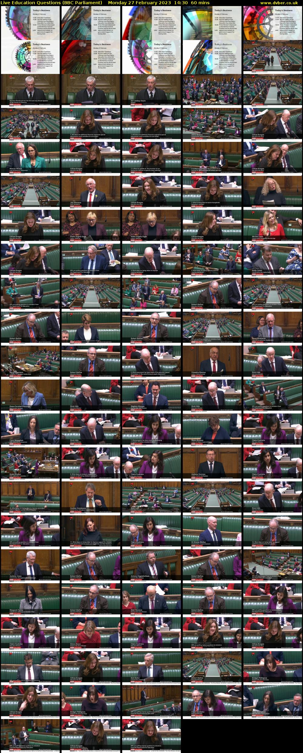 Live Education Questions (BBC Parliament) Monday 27 February 2023 14:30 - 15:30
