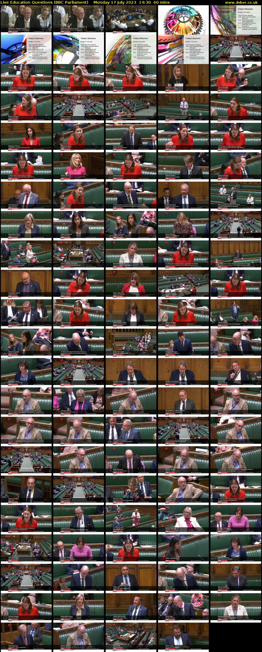 Live Education Questions (BBC Parliament) Monday 17 July 2023 14:30 - 15:30