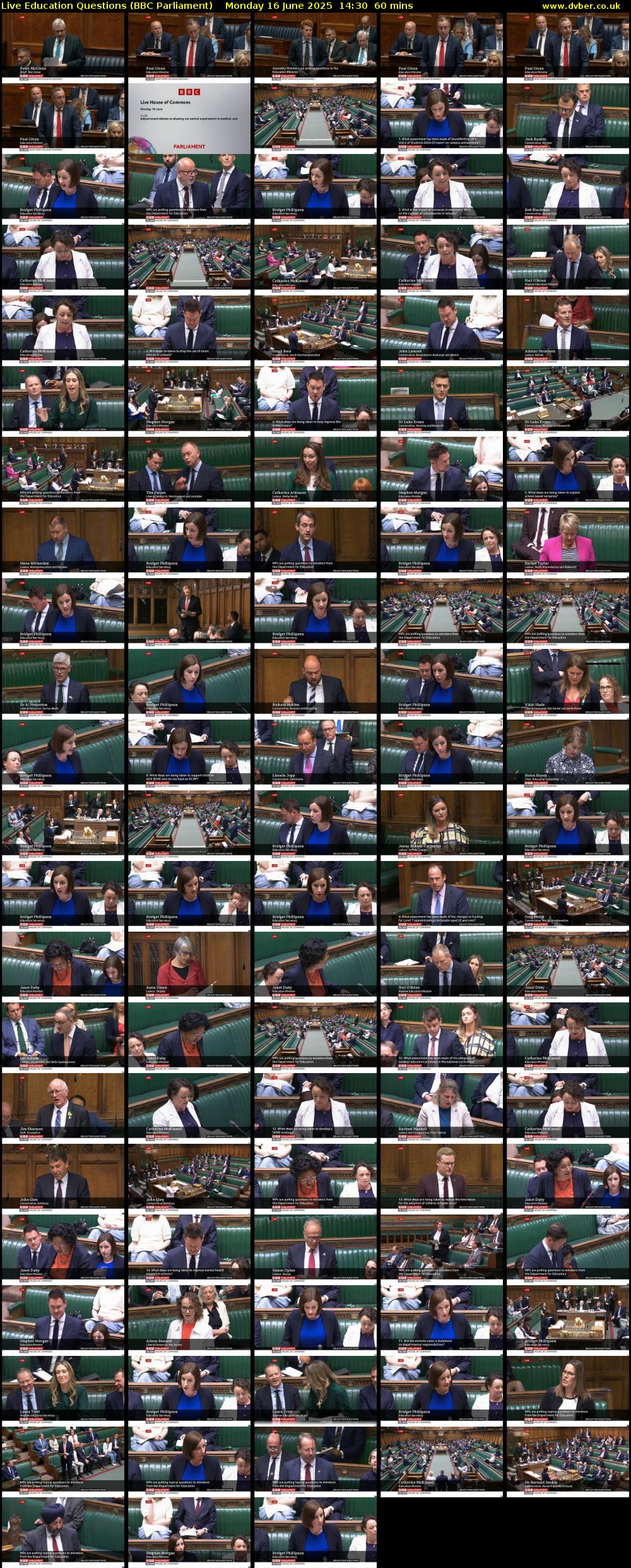 Live Education Questions (BBC Parliament) Monday 16 June 2025 14:30 - 15:30