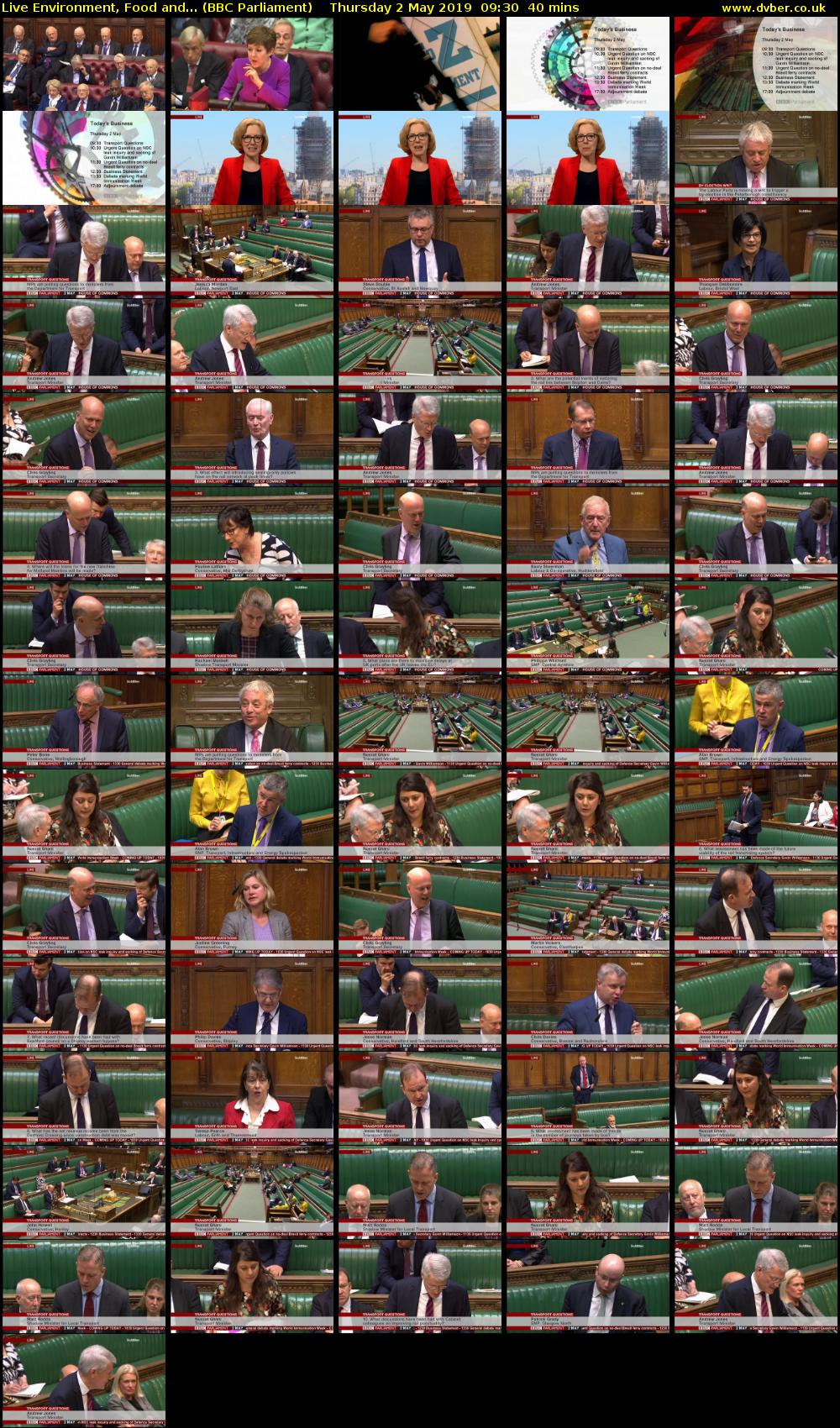 Live Environment, Food and... (BBC Parliament) Thursday 2 May 2019 09:30 - 10:10
