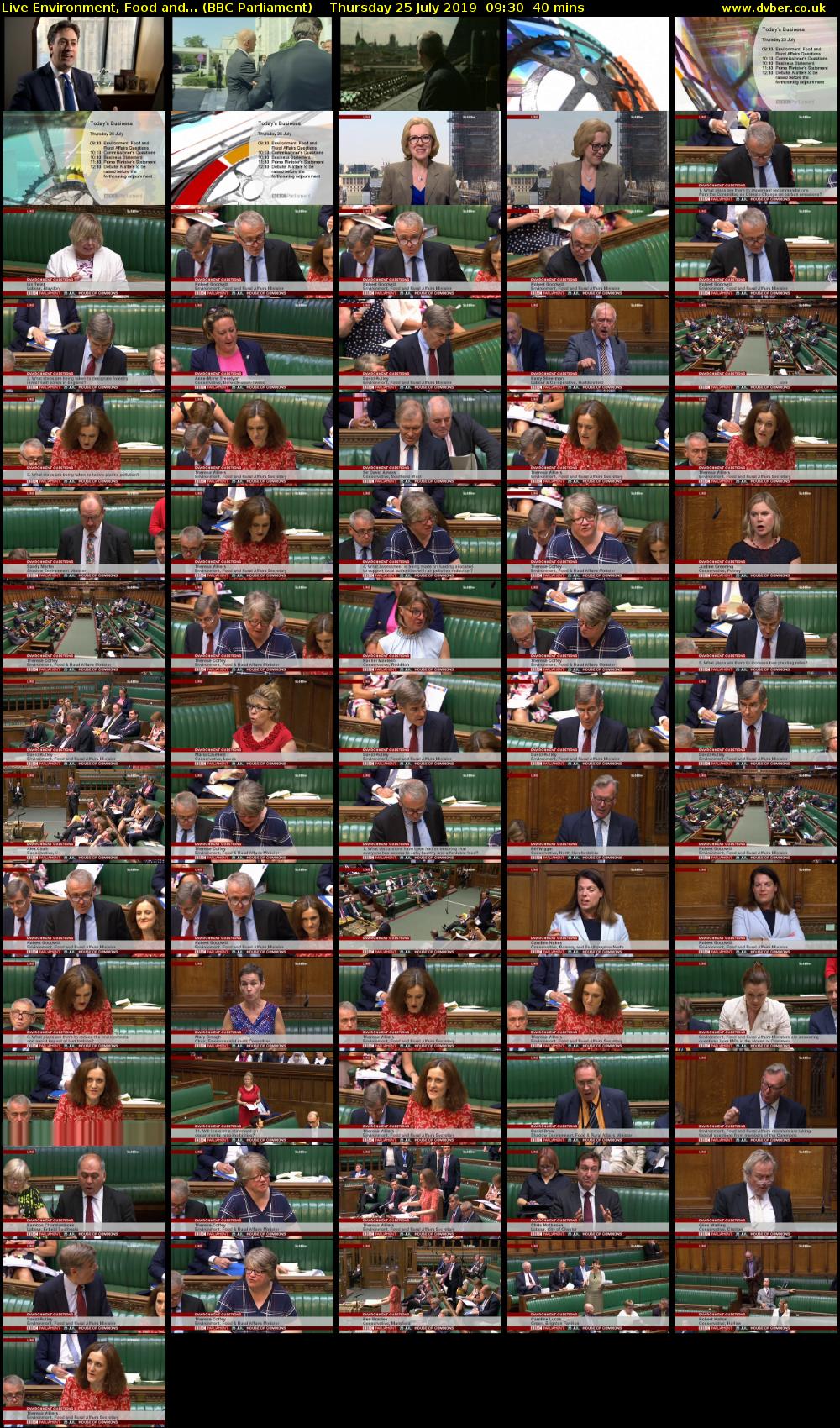 Live Environment, Food and... (BBC Parliament) Thursday 25 July 2019 09:30 - 10:10