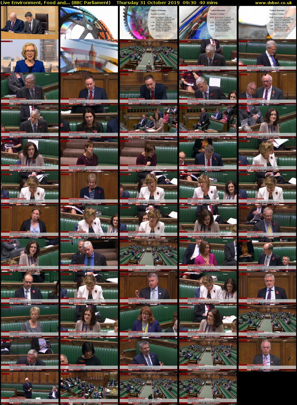 Live Environment, Food and... (BBC Parliament) Thursday 31 October 2019 09:30 - 10:10