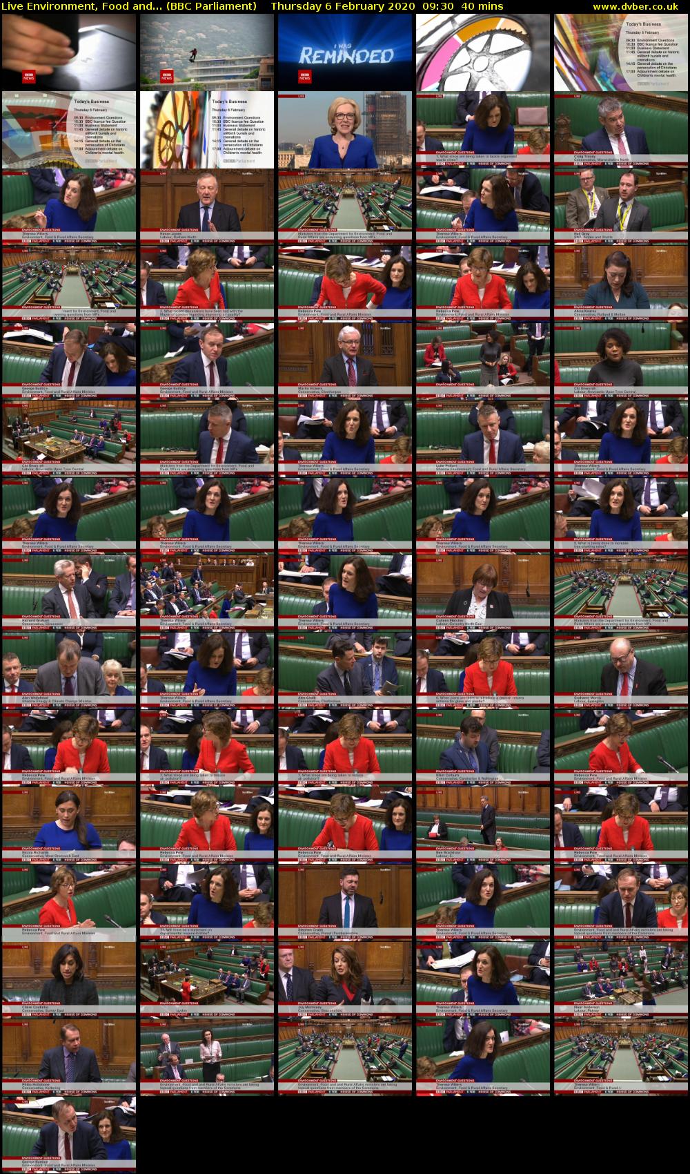 Live Environment, Food and... (BBC Parliament) Thursday 6 February 2020 09:30 - 10:10