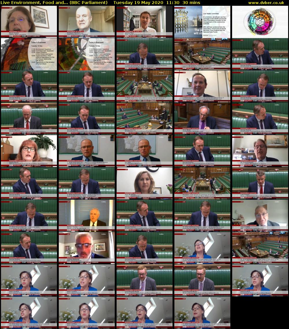 Live Environment, Food and... (BBC Parliament) Tuesday 19 May 2020 11:30 - 12:00