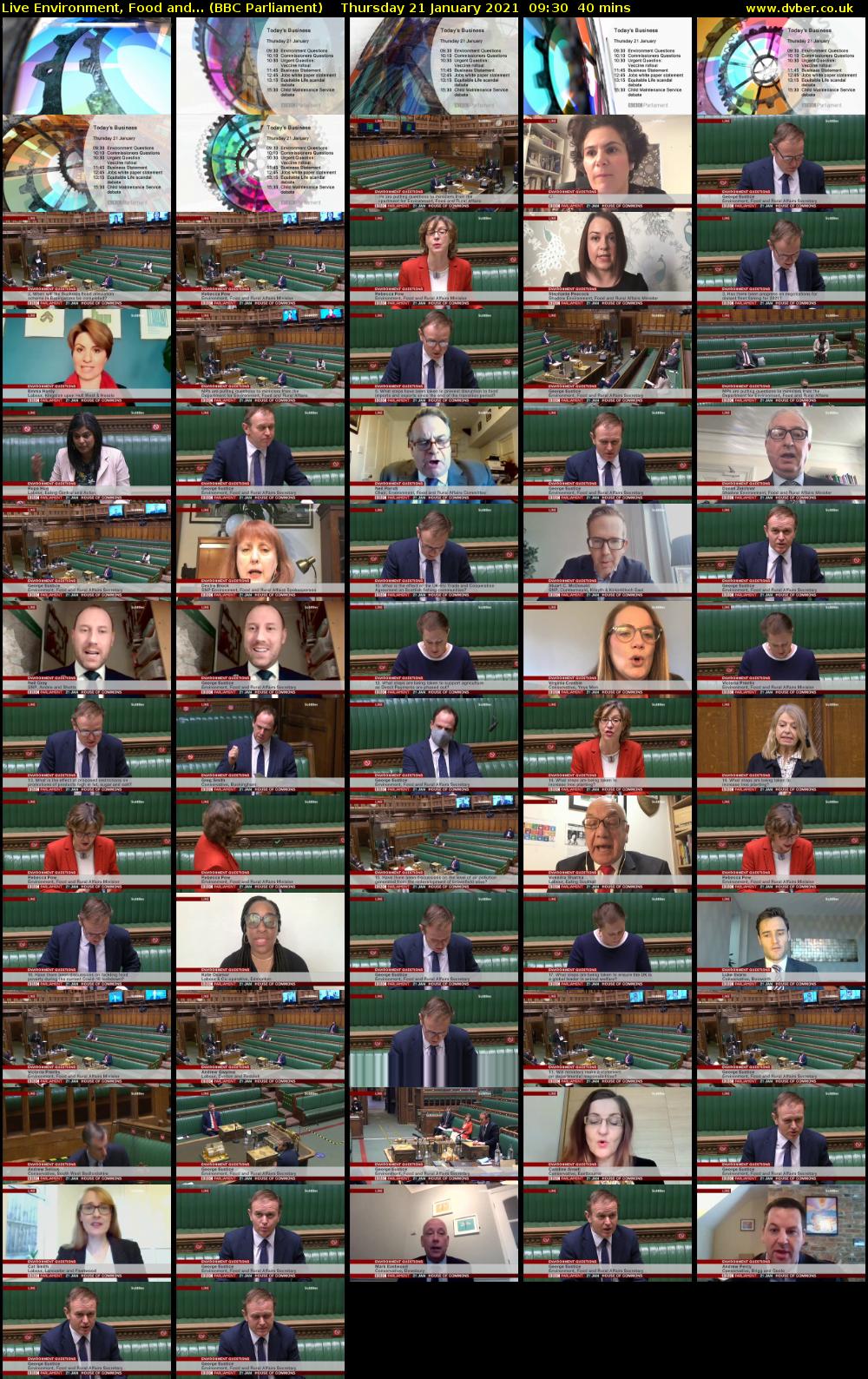 Live Environment, Food and... (BBC Parliament) Thursday 21 January 2021 09:30 - 10:10