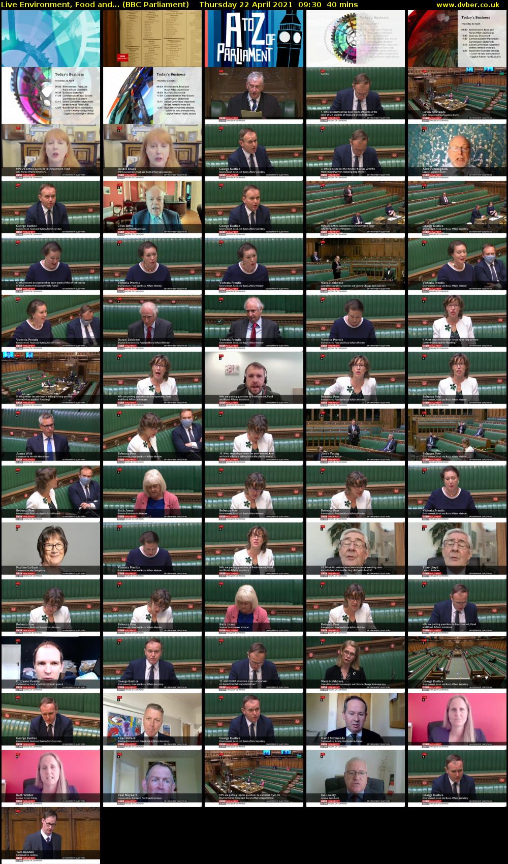 Live Environment, Food and... (BBC Parliament) Thursday 22 April 2021 09:30 - 10:10