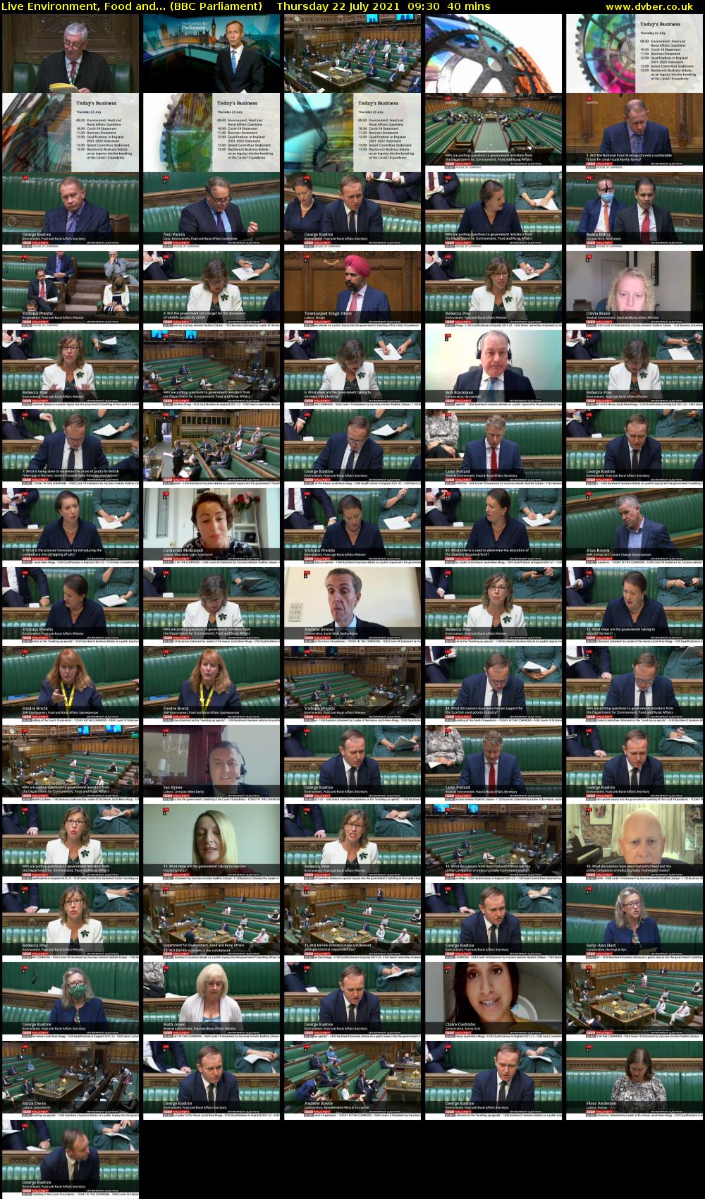 Live Environment, Food and... (BBC Parliament) Thursday 22 July 2021 09:30 - 10:10