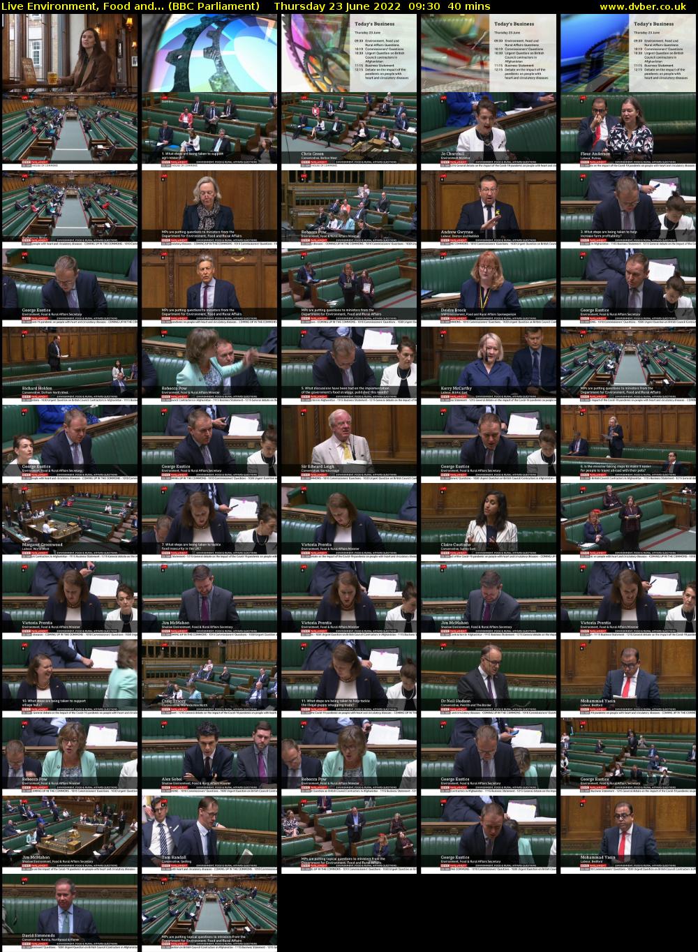 Live Environment, Food and... (BBC Parliament) Thursday 23 June 2022 09:30 - 10:10
