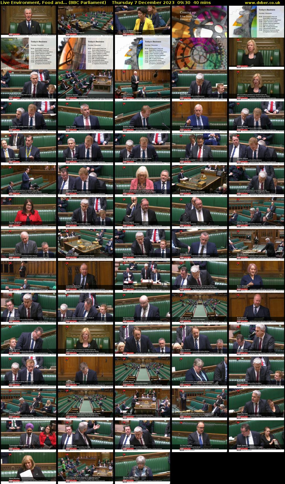 Live Environment, Food and... (BBC Parliament) Thursday 7 December 2023 09:30 - 10:10