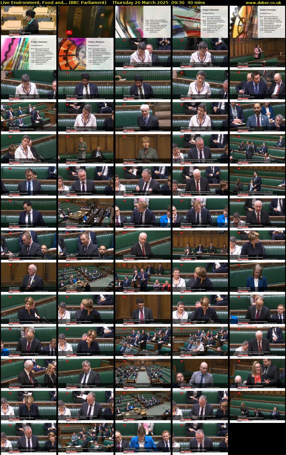 Live Environment, Food and... (BBC Parliament) Thursday 20 March 2025 09:30 - 10:10