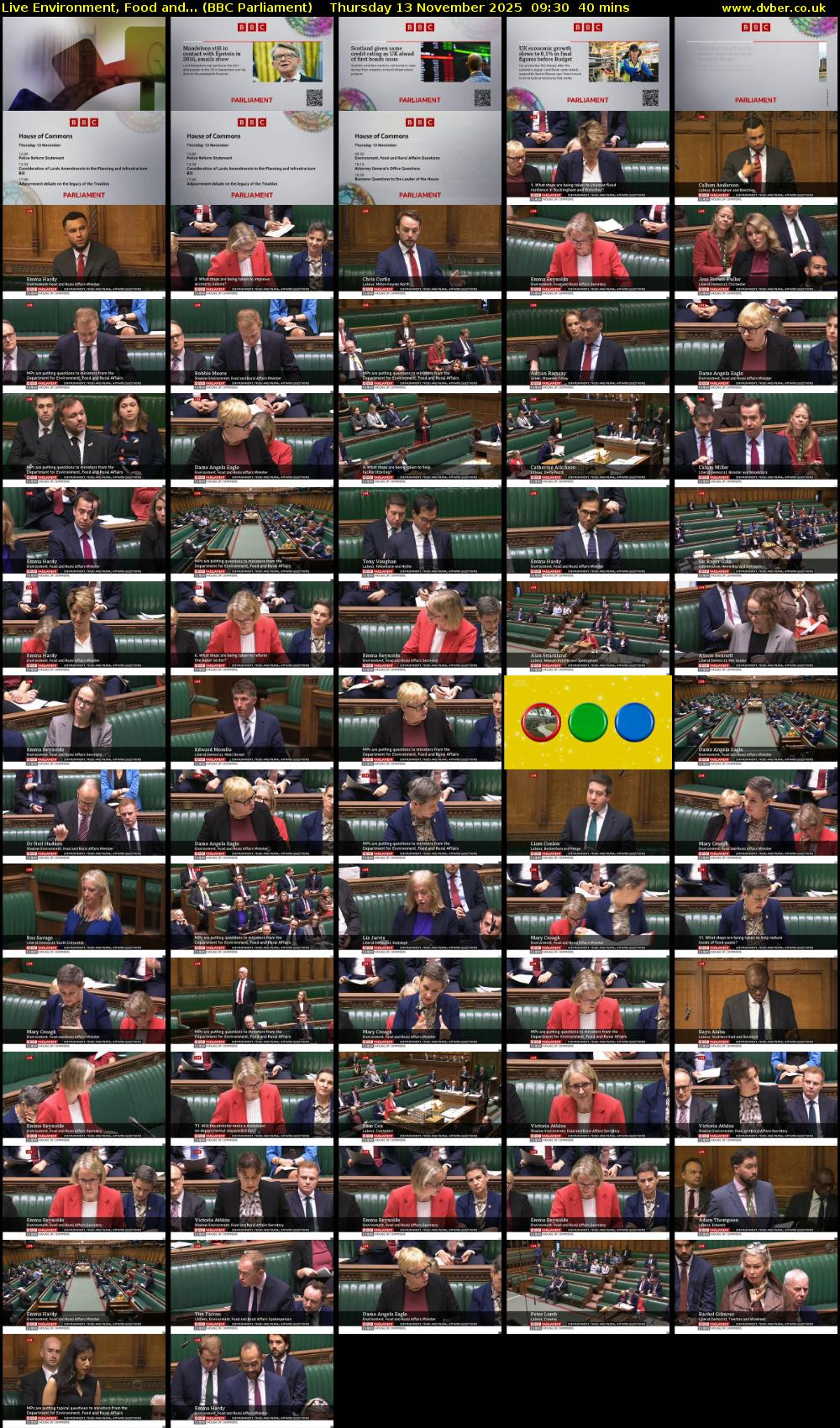 Live Environment, Food and... (BBC Parliament) Thursday 13 November 2025 09:30 - 10:10