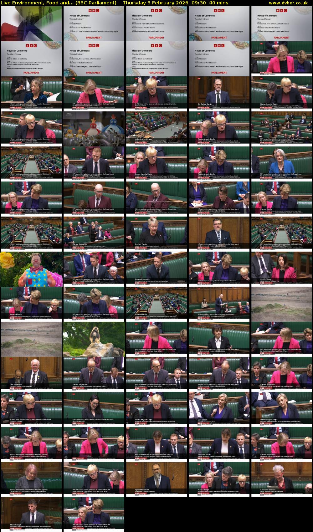 Live Environment, Food and... (BBC Parliament) Thursday 5 February 2026 09:30 - 10:10