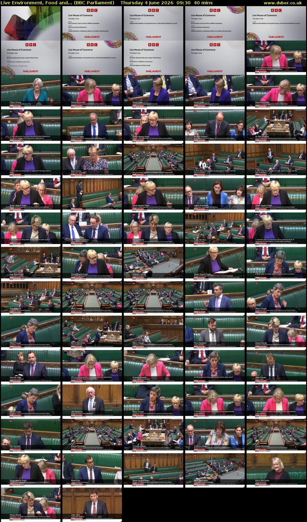 Live Environment, Food and... (BBC Parliament) Thursday 4 June 2026 09:30 - 10:10
