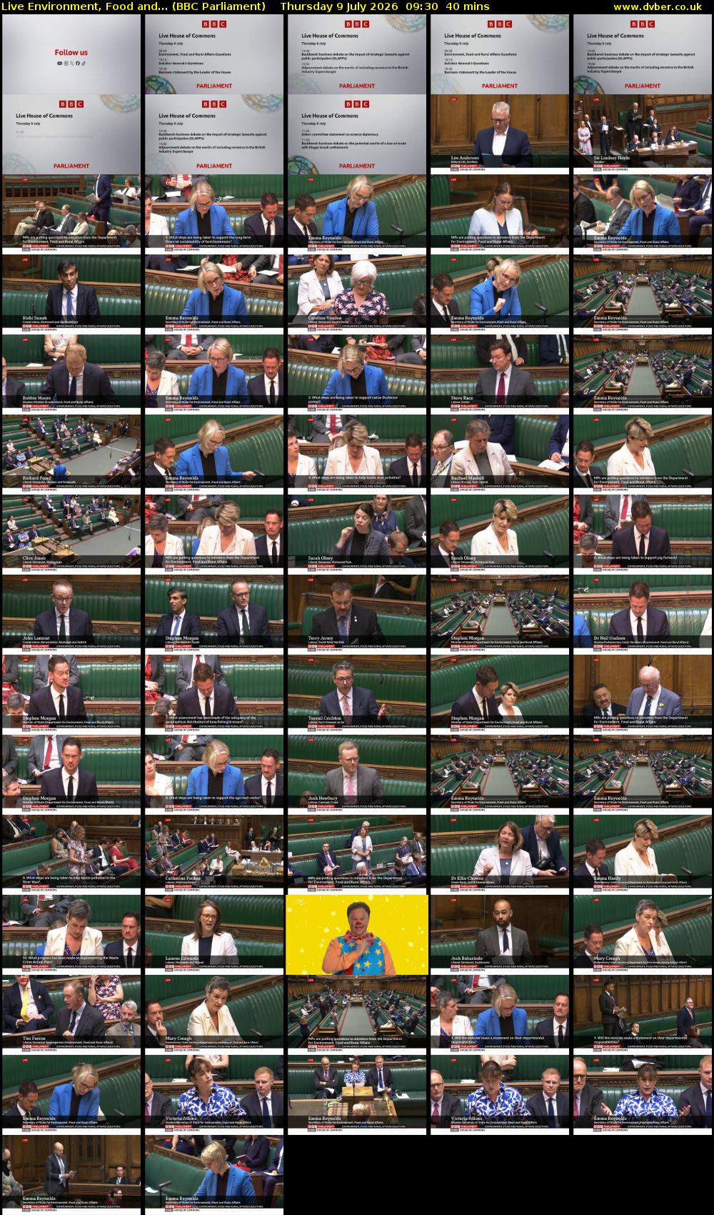 Live Environment, Food and... (BBC Parliament) Thursday 9 July 2026 09:30 - 10:10
