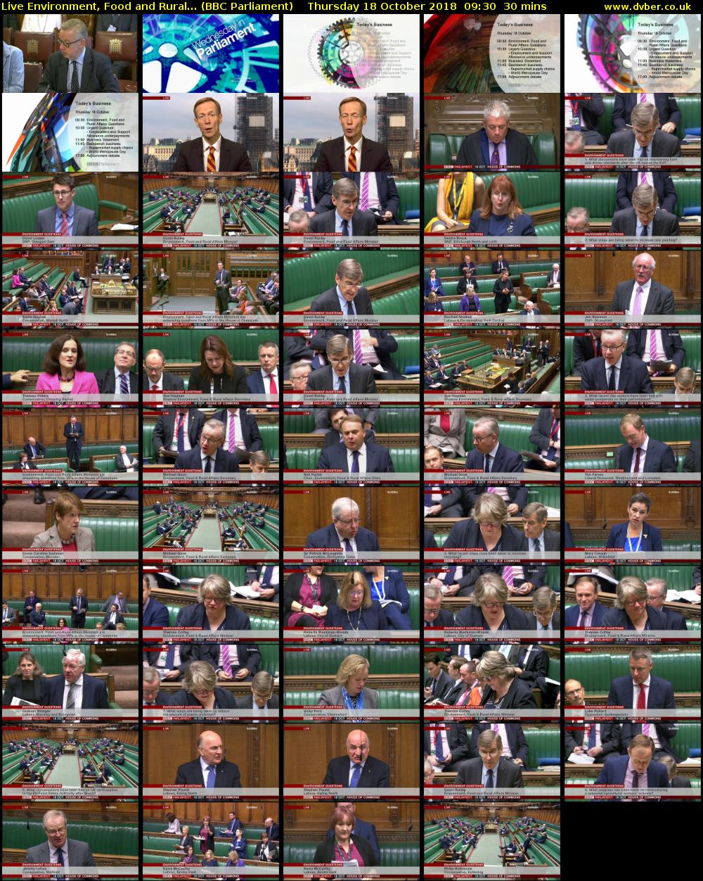 Live Environment, Food and Rural... (BBC Parliament) Thursday 18 October 2018 09:30 - 10:00