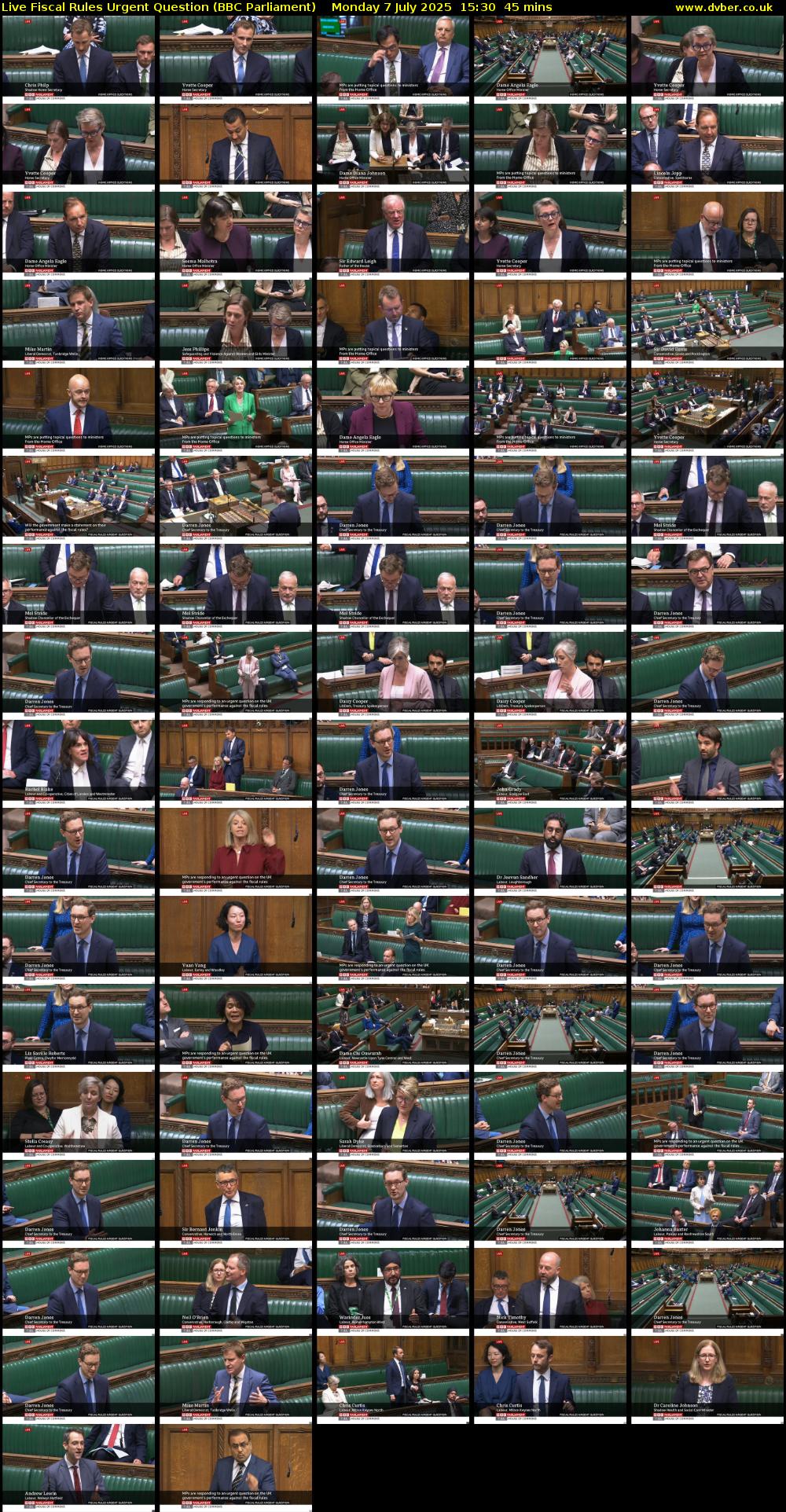 Live Fiscal Rules Urgent Question (BBC Parliament) Monday 7 July 2025 15:30 - 16:15