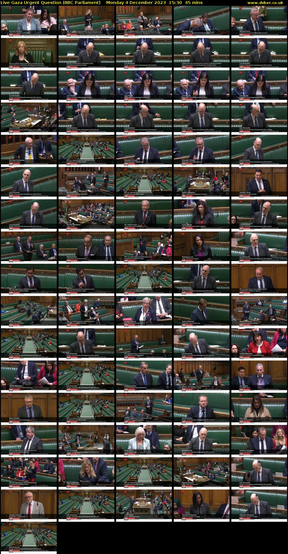 Live Gaza Urgent Question (BBC Parliament) Monday 4 December 2023 15:30 - 16:15
