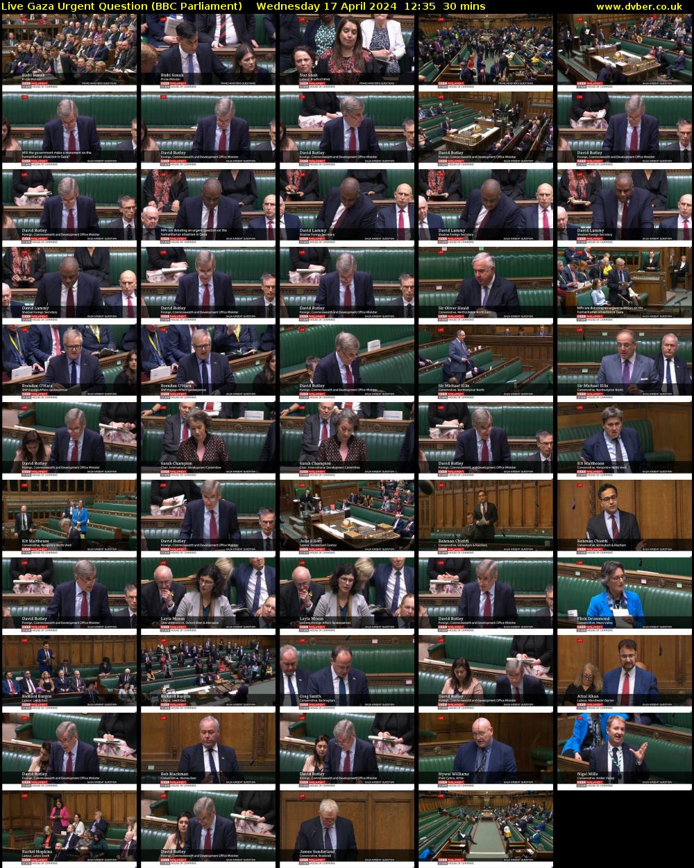 Live Gaza Urgent Question (BBC Parliament) Wednesday 17 April 2024 12:35 - 13:05