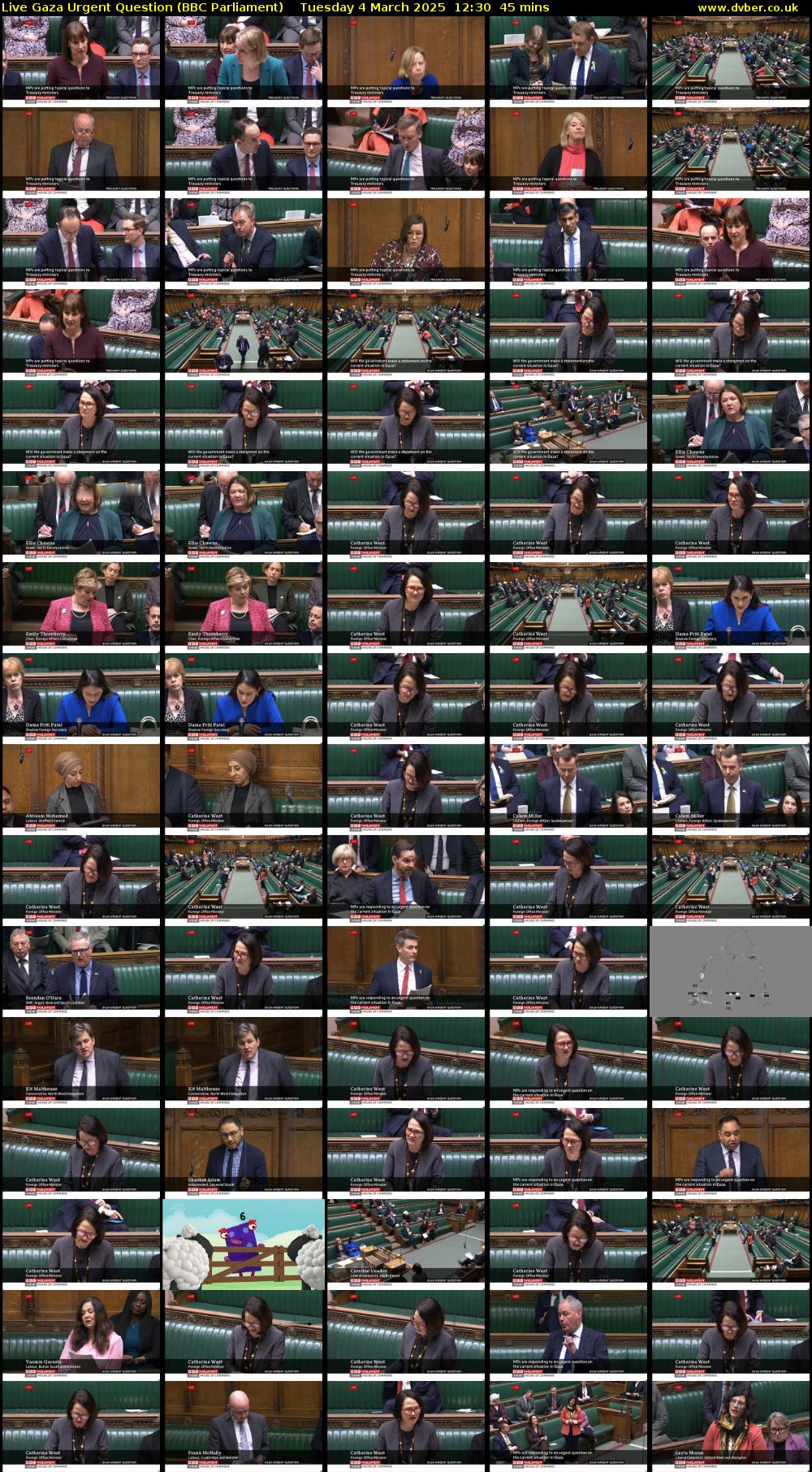 Live Gaza Urgent Question (BBC Parliament) Tuesday 4 March 2025 12:30 - 13:15