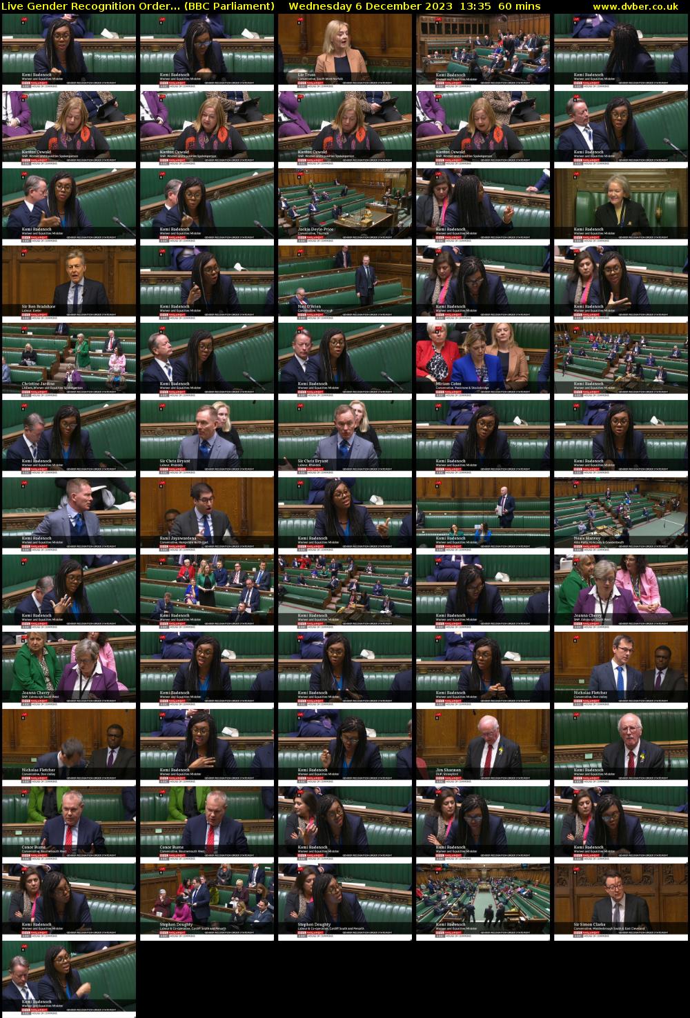 Live Gender Recognition Order... (BBC Parliament) Wednesday 6 December 2023 13:35 - 14:35