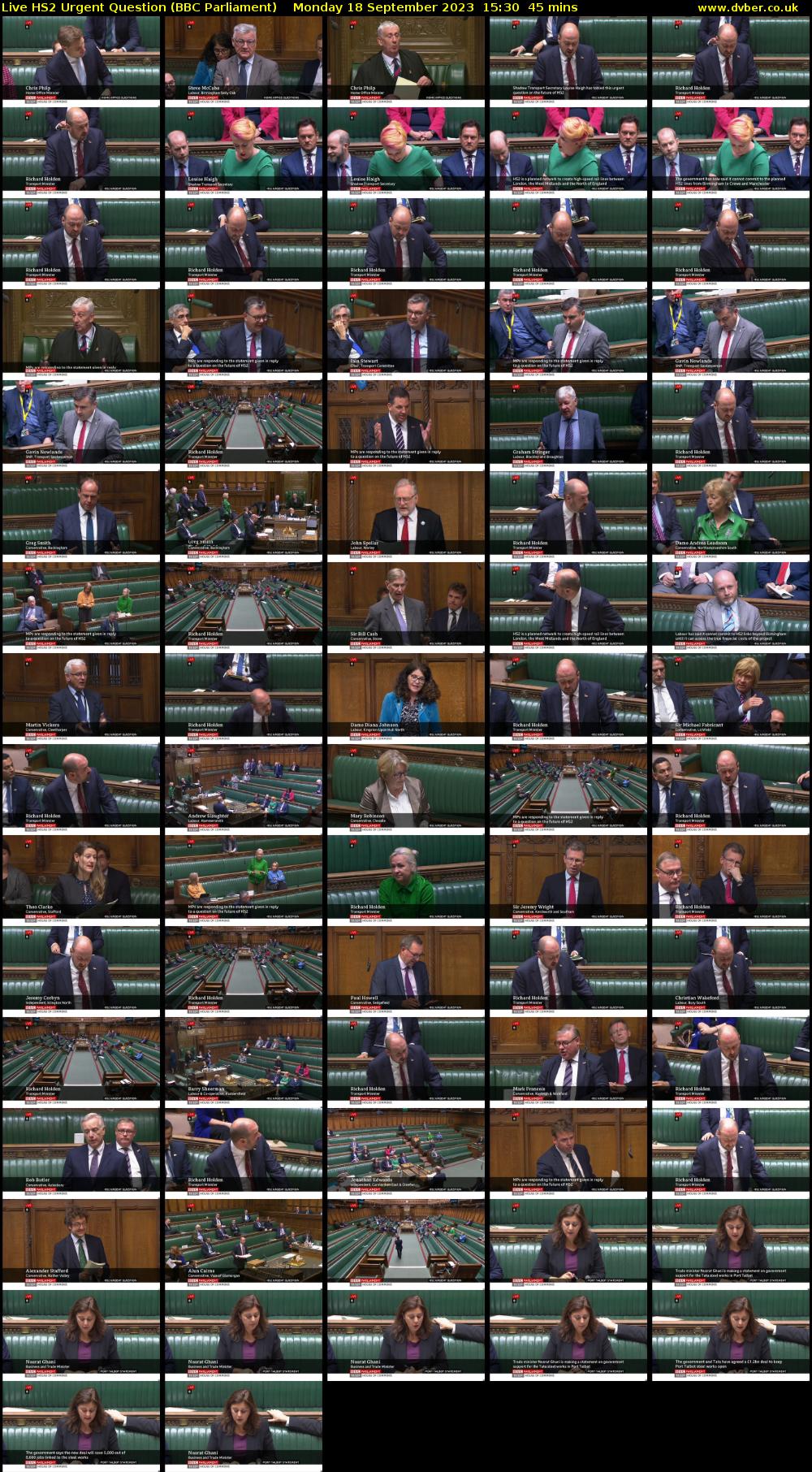 Live HS2 Urgent Question (BBC Parliament) Monday 18 September 2023 15:30 - 16:15