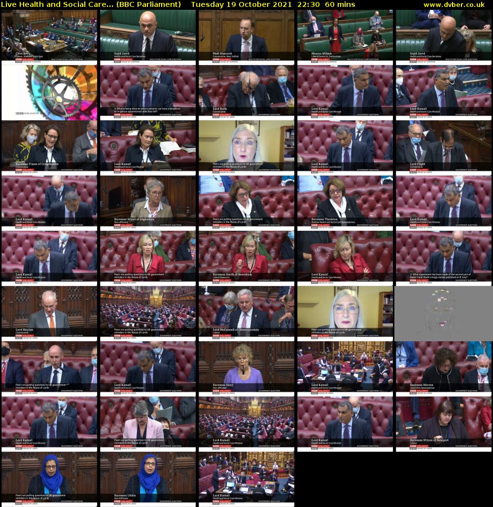 Live Health and Social Care... (BBC Parliament) Tuesday 19 October 2021 22:30 - 23:30