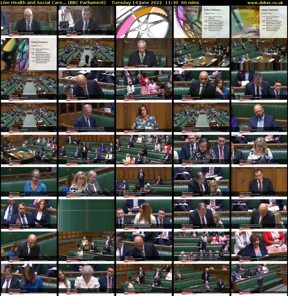 Live Health and Social Care... (BBC Parliament) Tuesday 14 June 2022 11:30 - 12:30