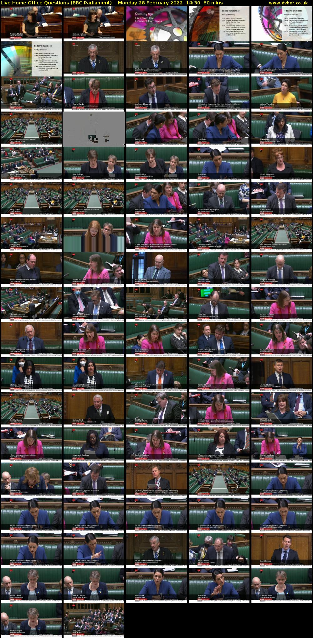 Live Home Office Questions (BBC Parliament) Monday 28 February 2022 14:30 - 15:30